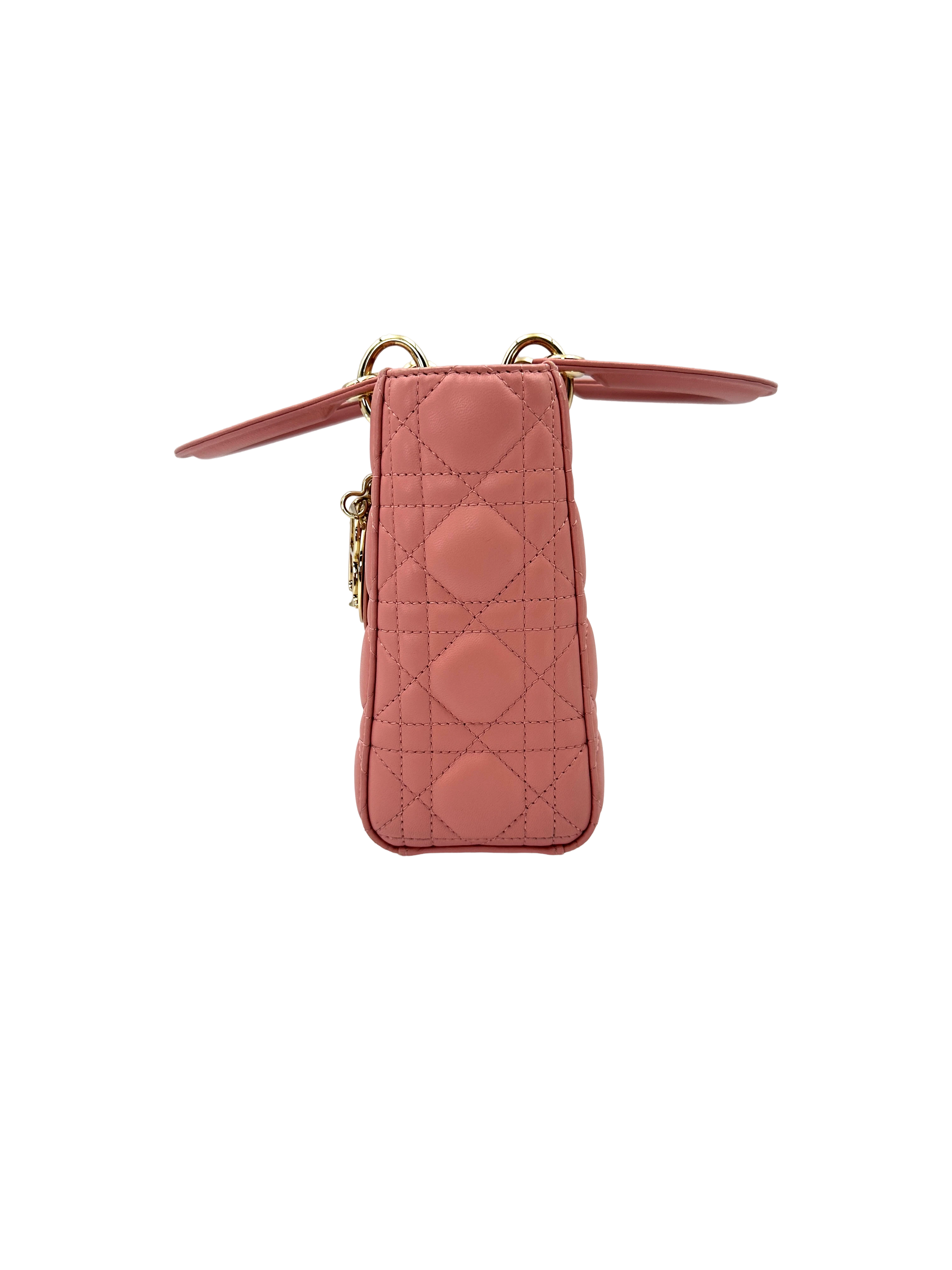 Christian Dior Lady Dior Pink Cannage Lambskin Handle Bag DR864