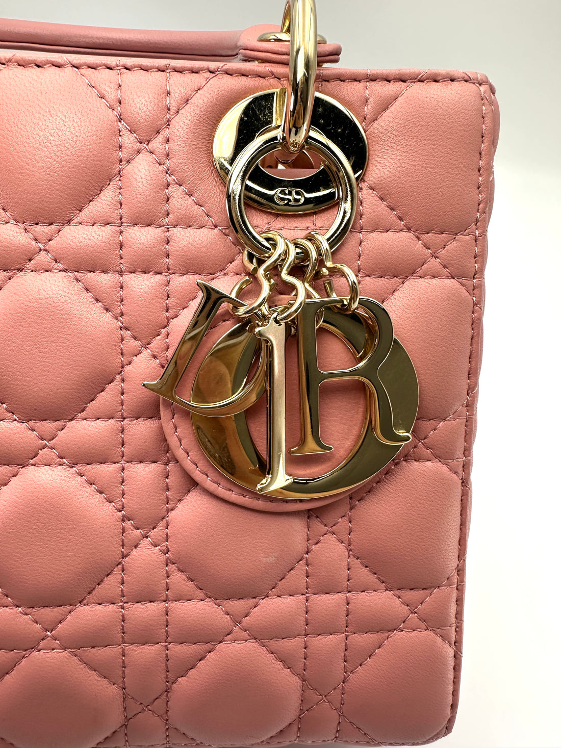 Christian Dior Lady Dior Pink Cannage Lambskin Handle Bag DR864