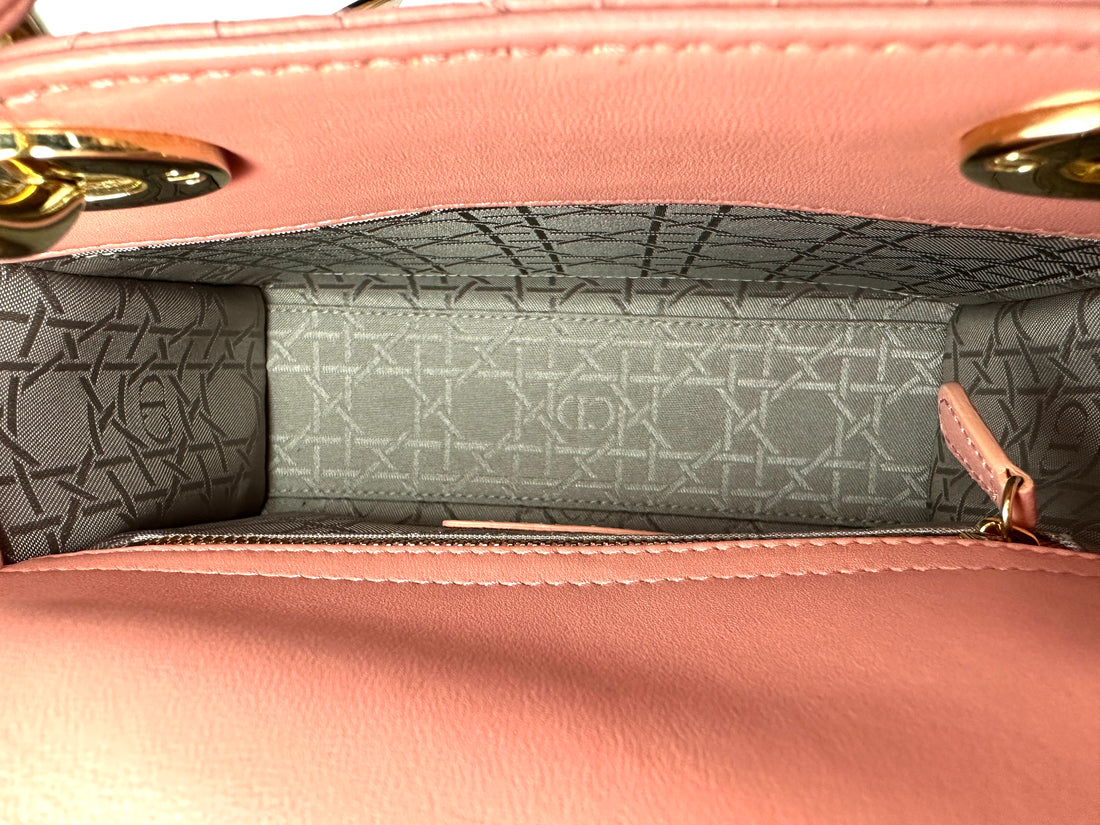 Christian Dior Lady Dior Pink Cannage Lambskin Handle Bag DR864