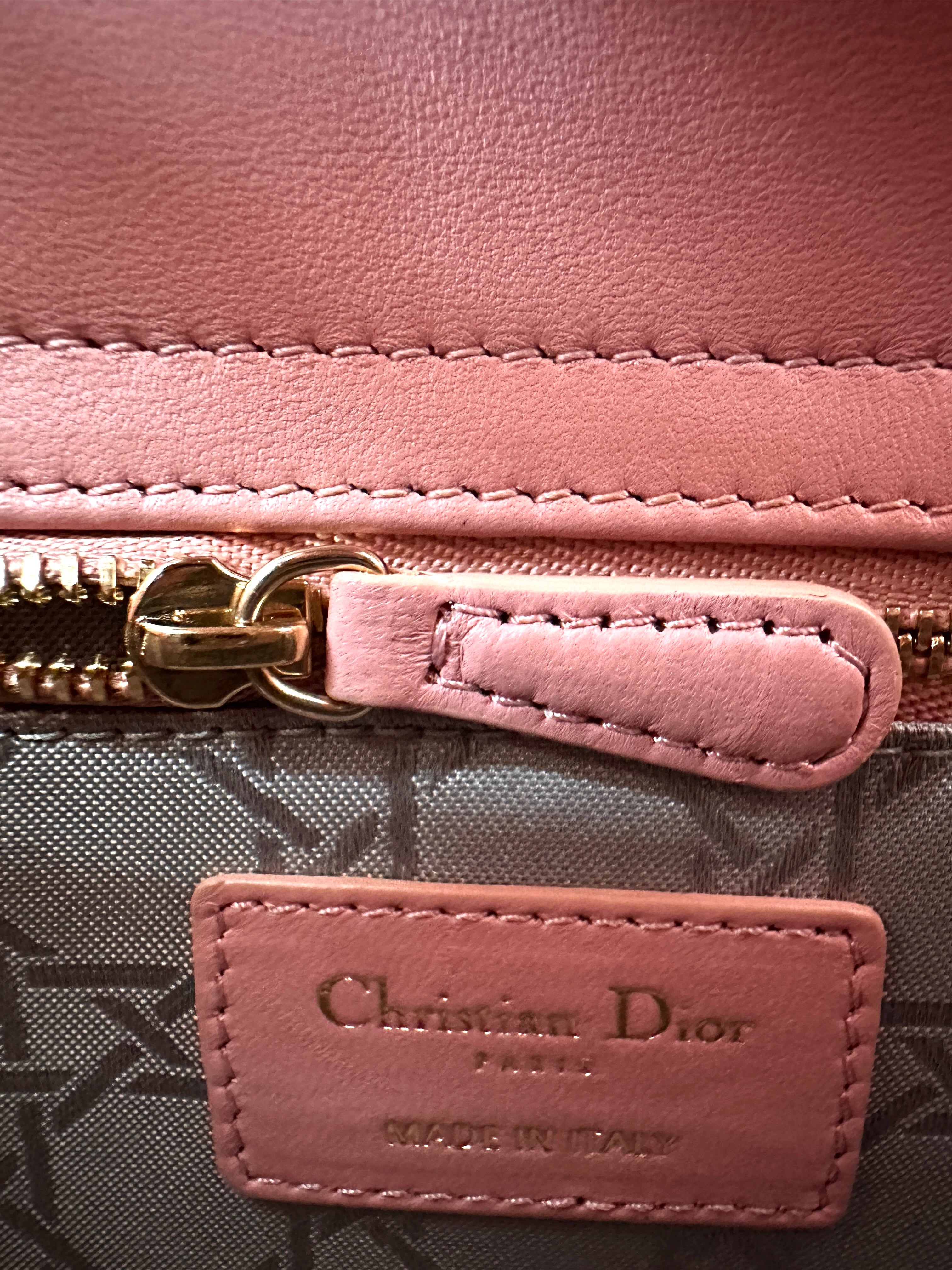Christian Dior Lady Dior Pink Cannage Lambskin Handle Bag DR864