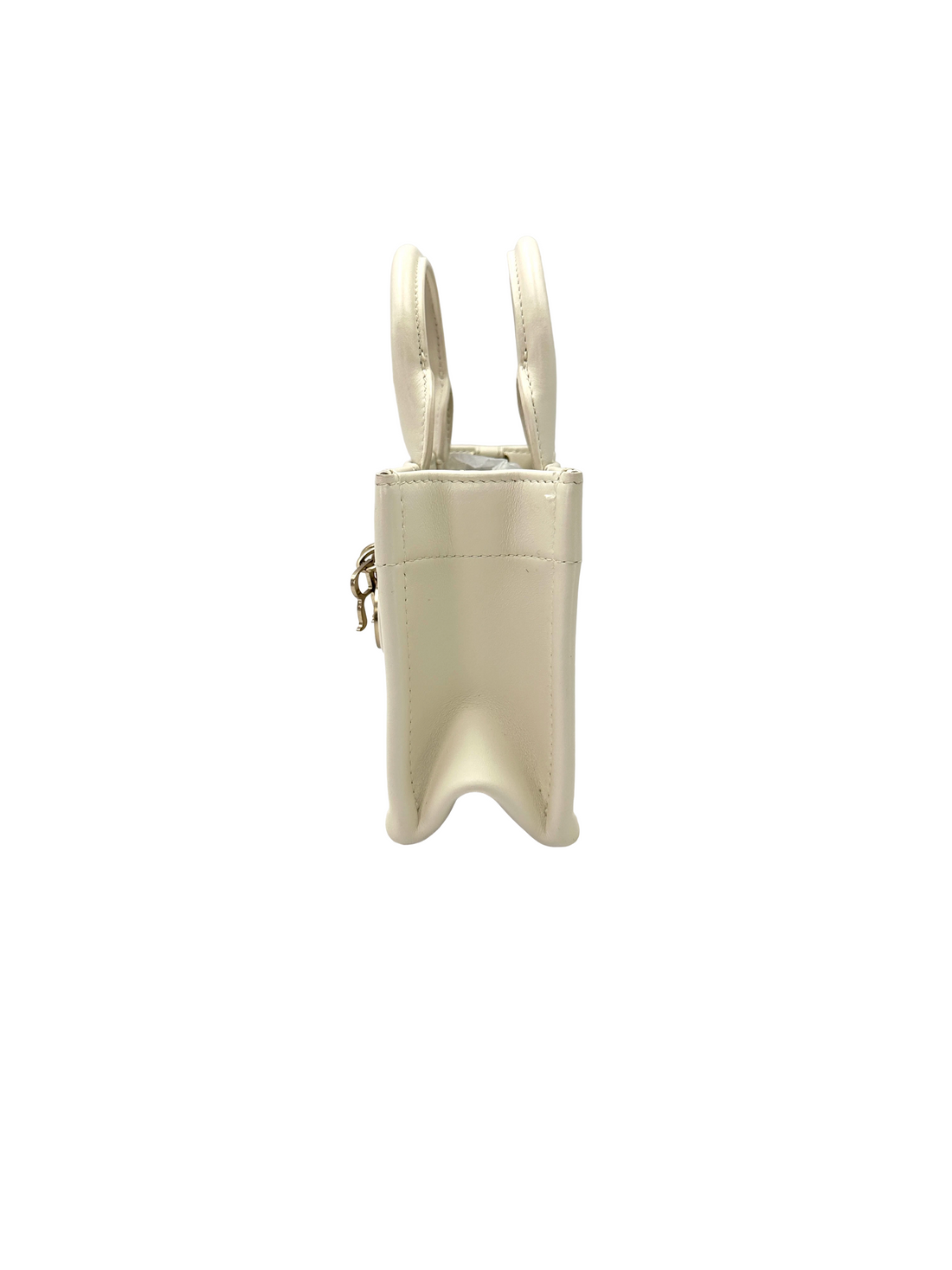 Christian Dior White Latte Macrocannage Leather Mini Book Tote Bag DR865