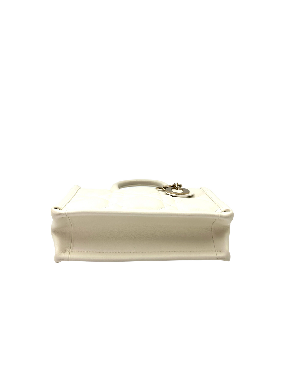 Christian Dior White Latte Macrocannage Leather Mini Book Tote Bag DR865