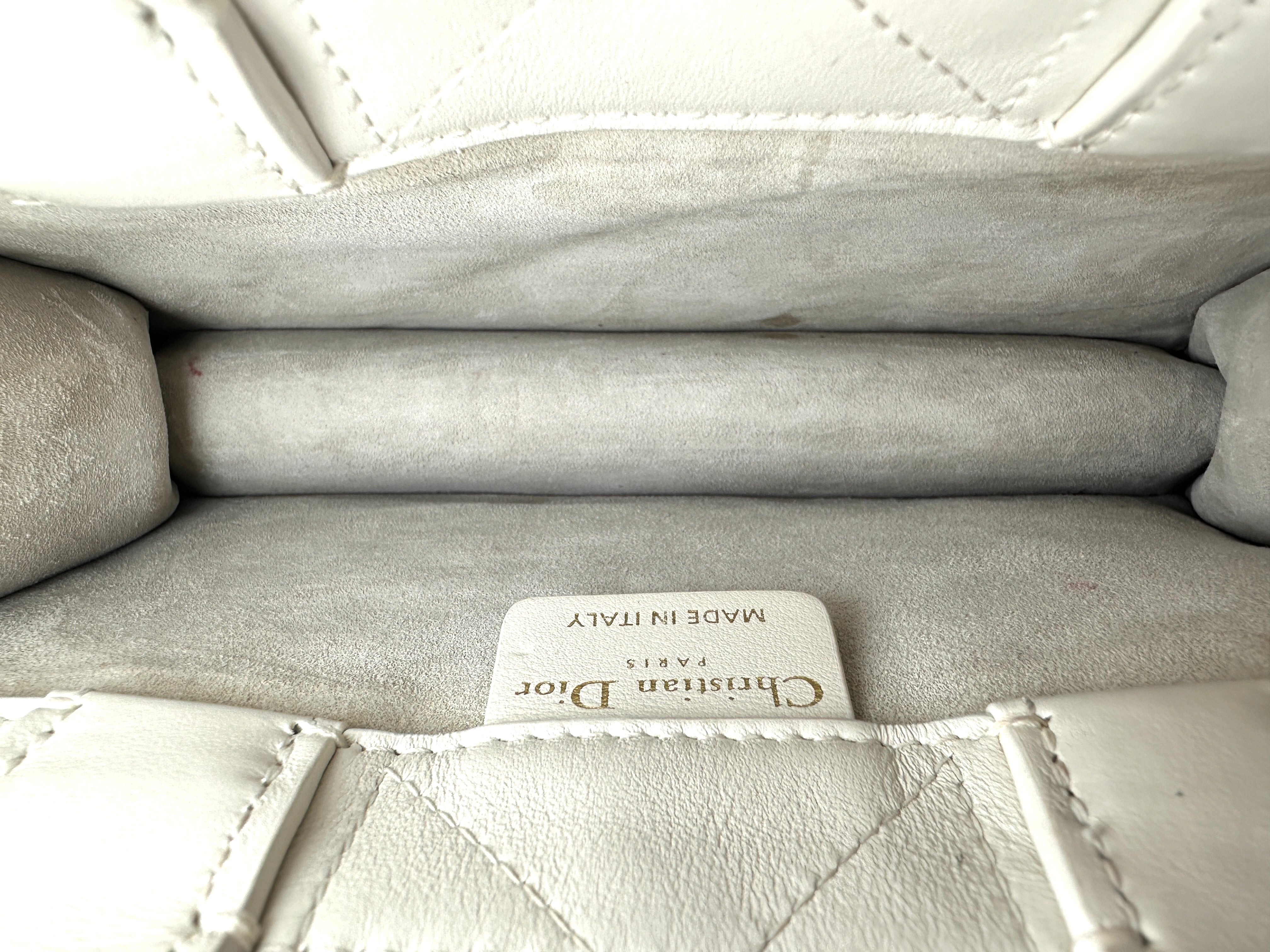 Christian Dior White Latte Macrocannage Leather Mini Book Tote Bag DR865