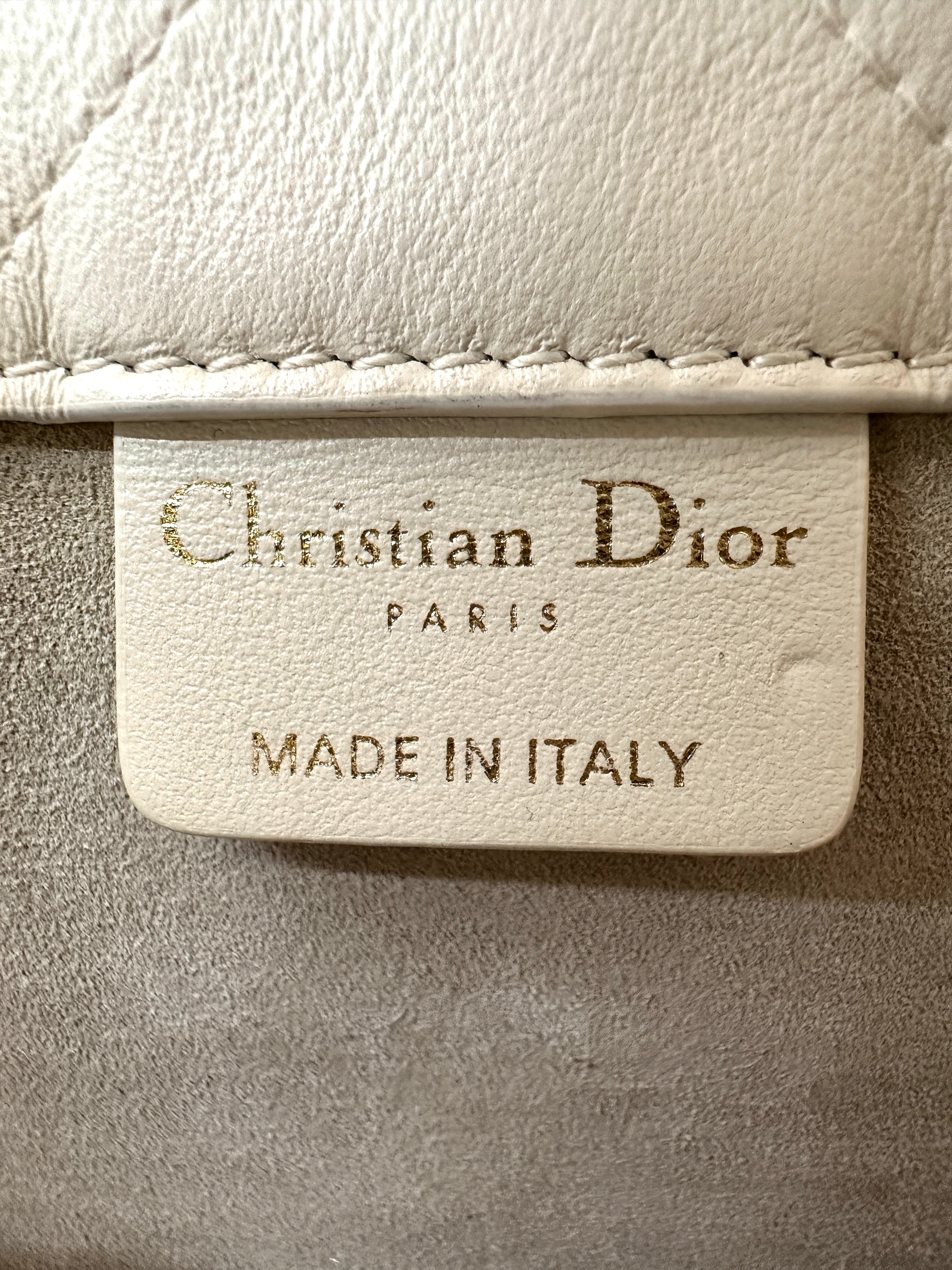 Christian Dior White Latte Macrocannage Leather Mini Book Tote Bag DR865