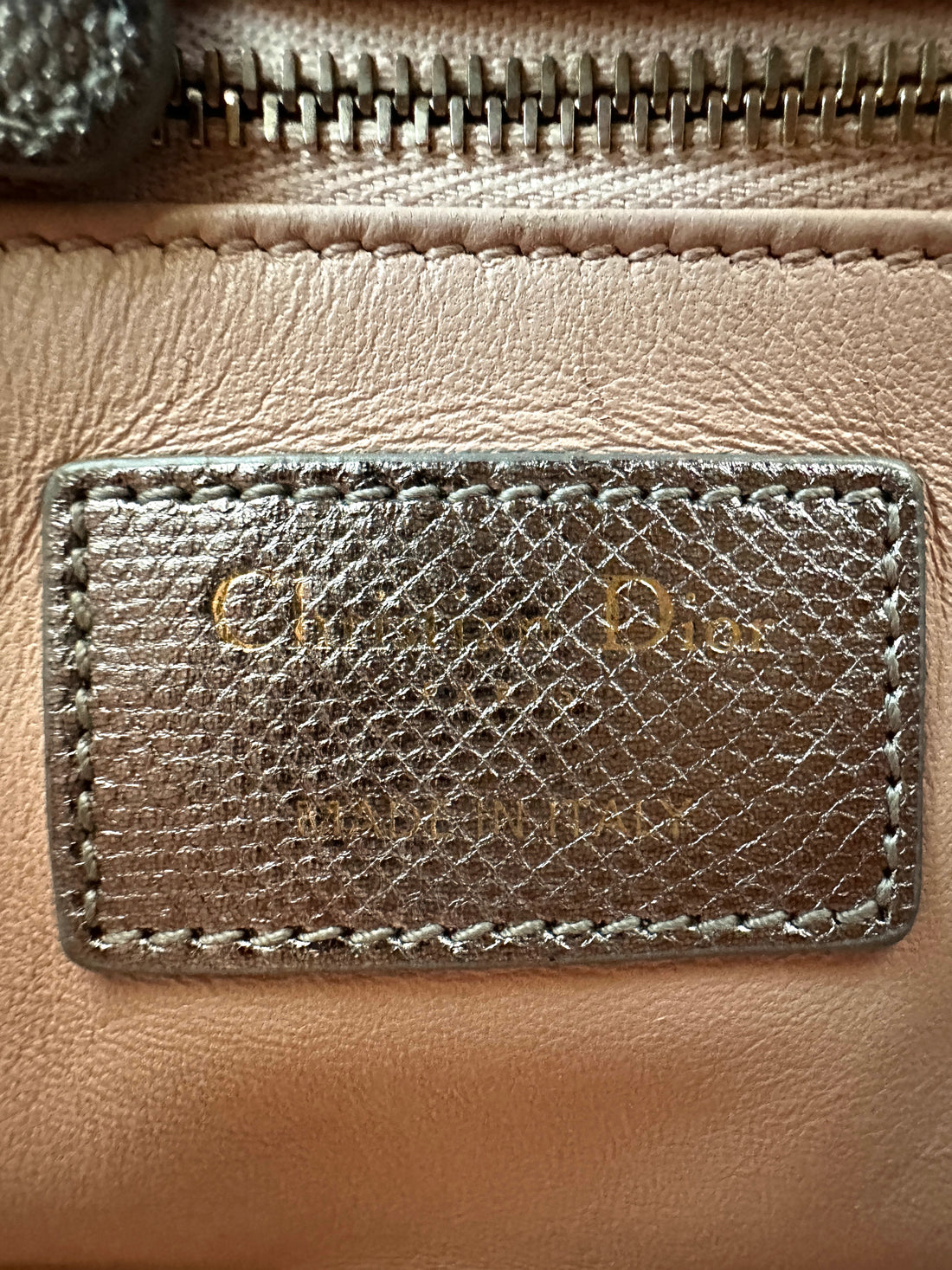 Christian Dior Lady Dior Metallic Silver Python Leather Handle Bag DR869