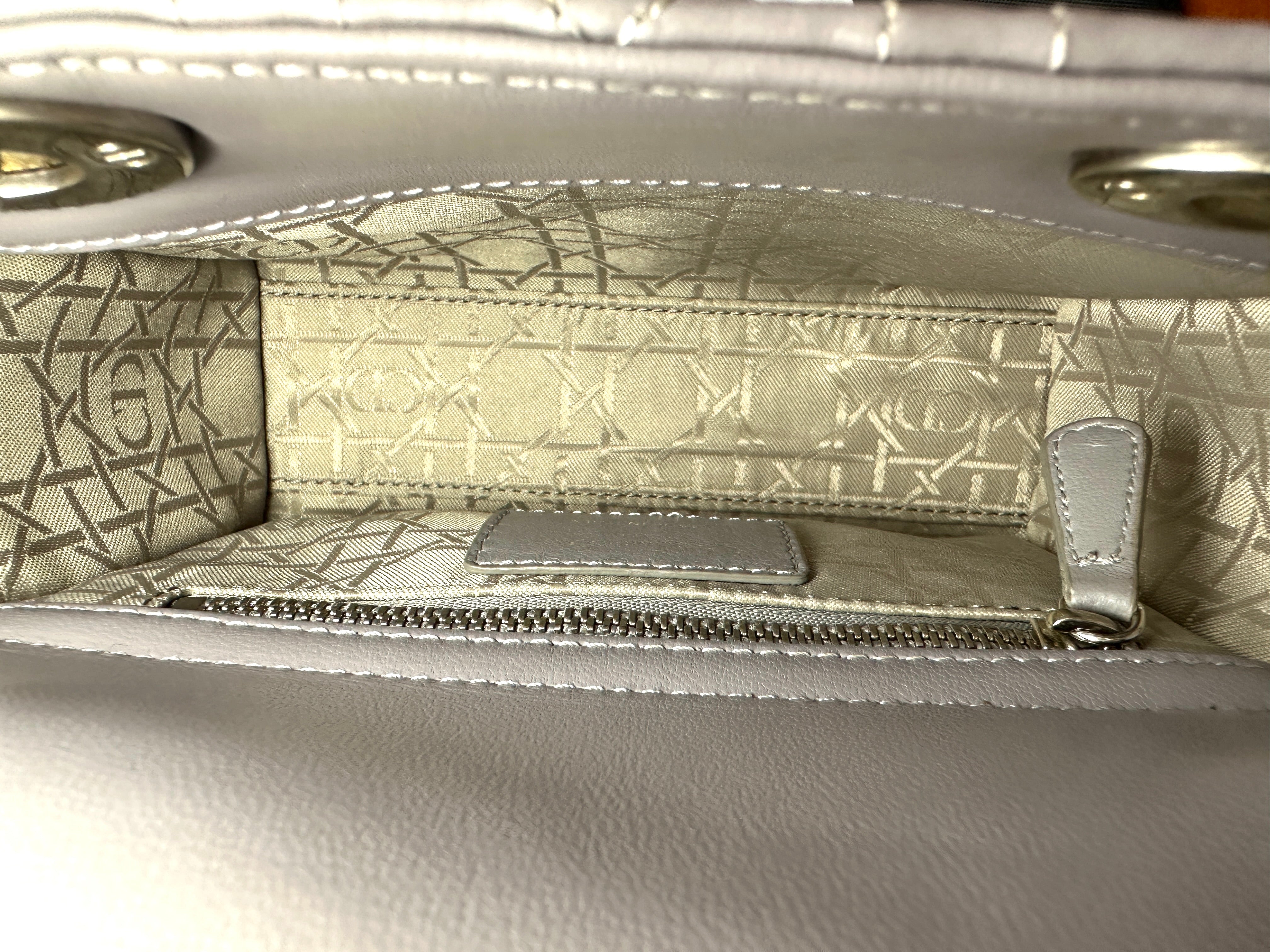 Christian Dior Lady Dior Grey Cannage Lambskin Handle Bag DR867