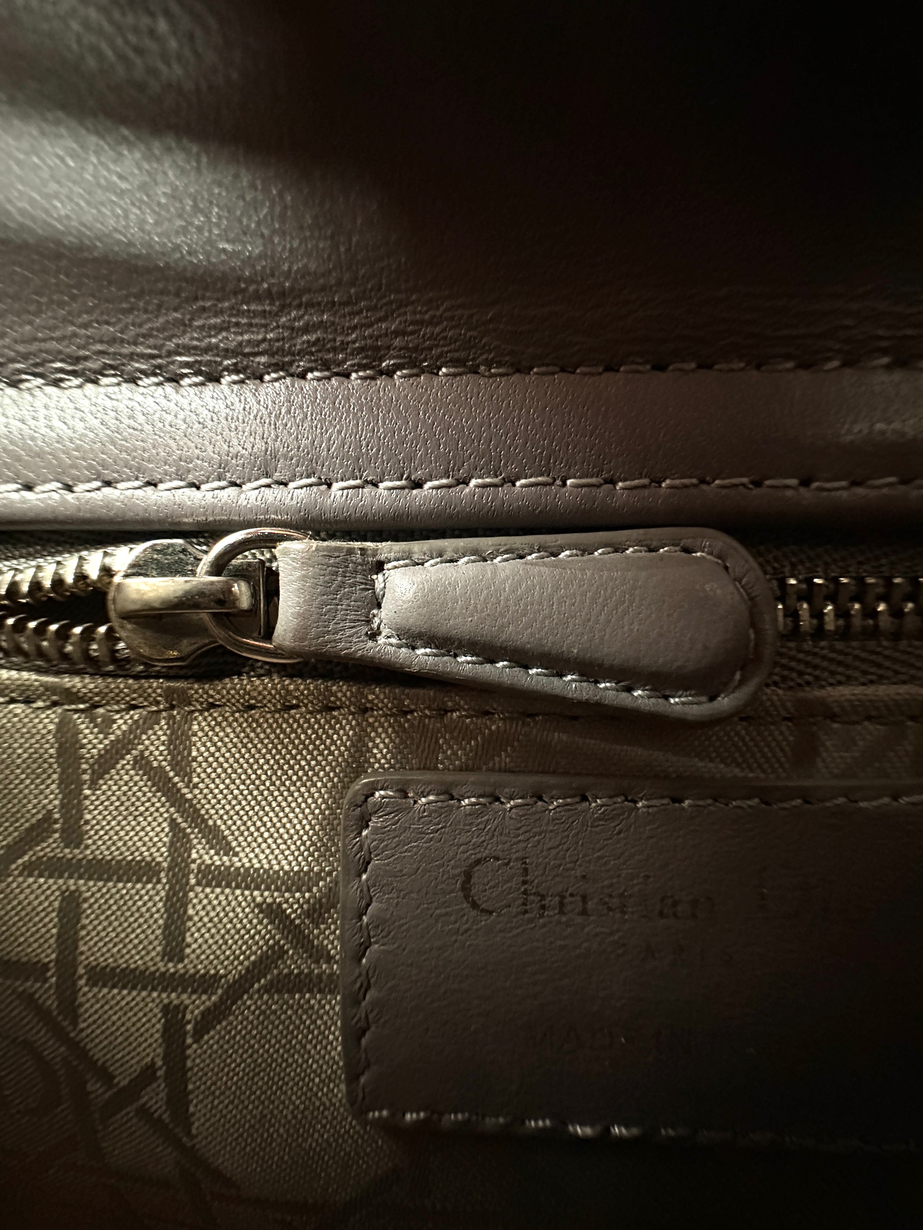 Christian Dior Lady Dior Grey Cannage Lambskin Handle Bag DR867