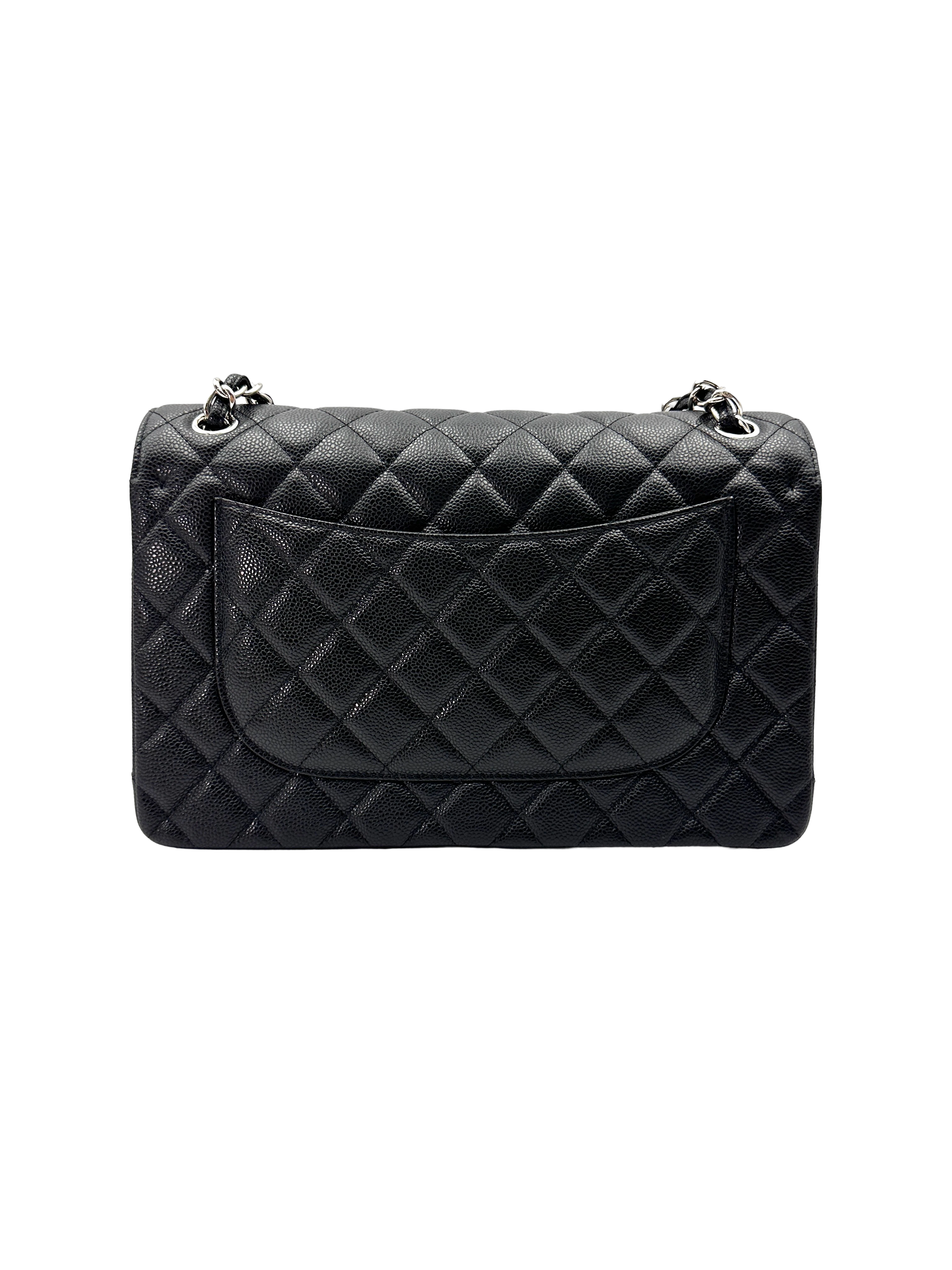 Chanel Classic Flap Black Quilted Leather Medium Size Shoulder Bag With Silver Hardware(14***50) CC2418