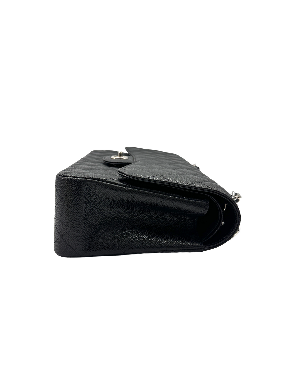 Chanel Classic Flap Black Quilted Leather Medium Size Shoulder Bag With Silver Hardware(14***50) CC2418