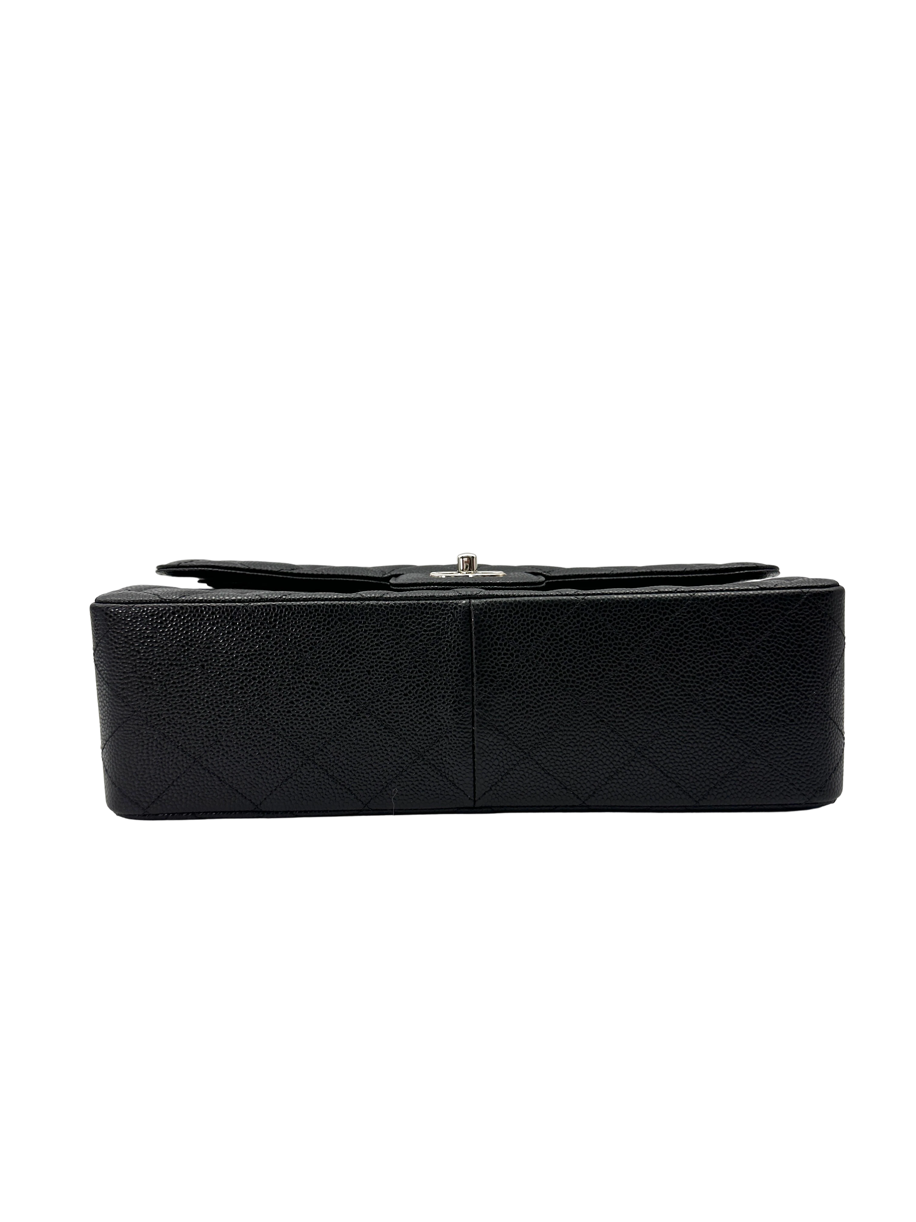 Chanel Classic Flap Black Quilted Leather Medium Size Shoulder Bag With Silver Hardware(14***50) CC2418