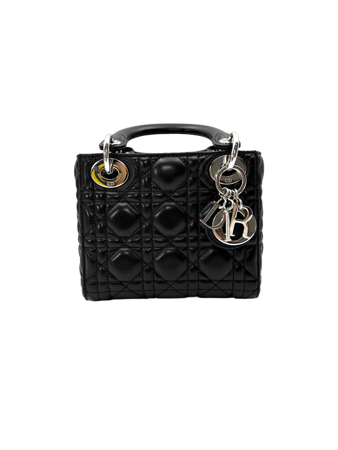 Christian Dior Lady Dior Black Cannage Lambskin Handle Bag DR866
