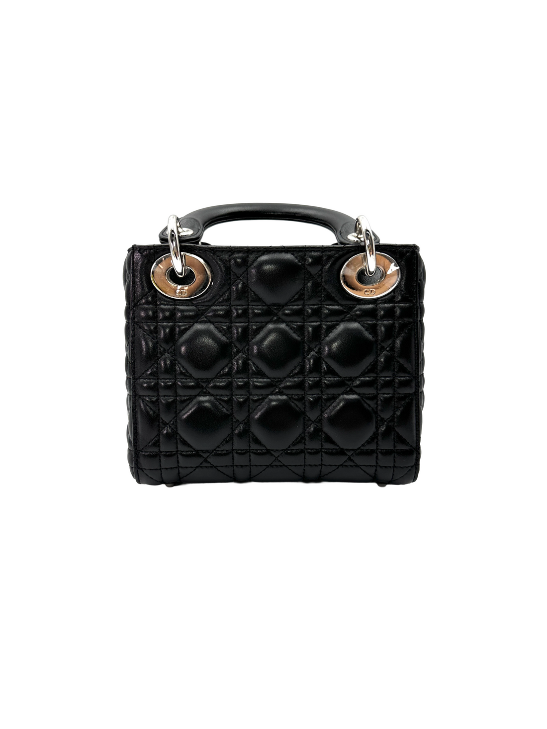 Christian Dior Lady Dior Black Cannage Lambskin Handle Bag DR866