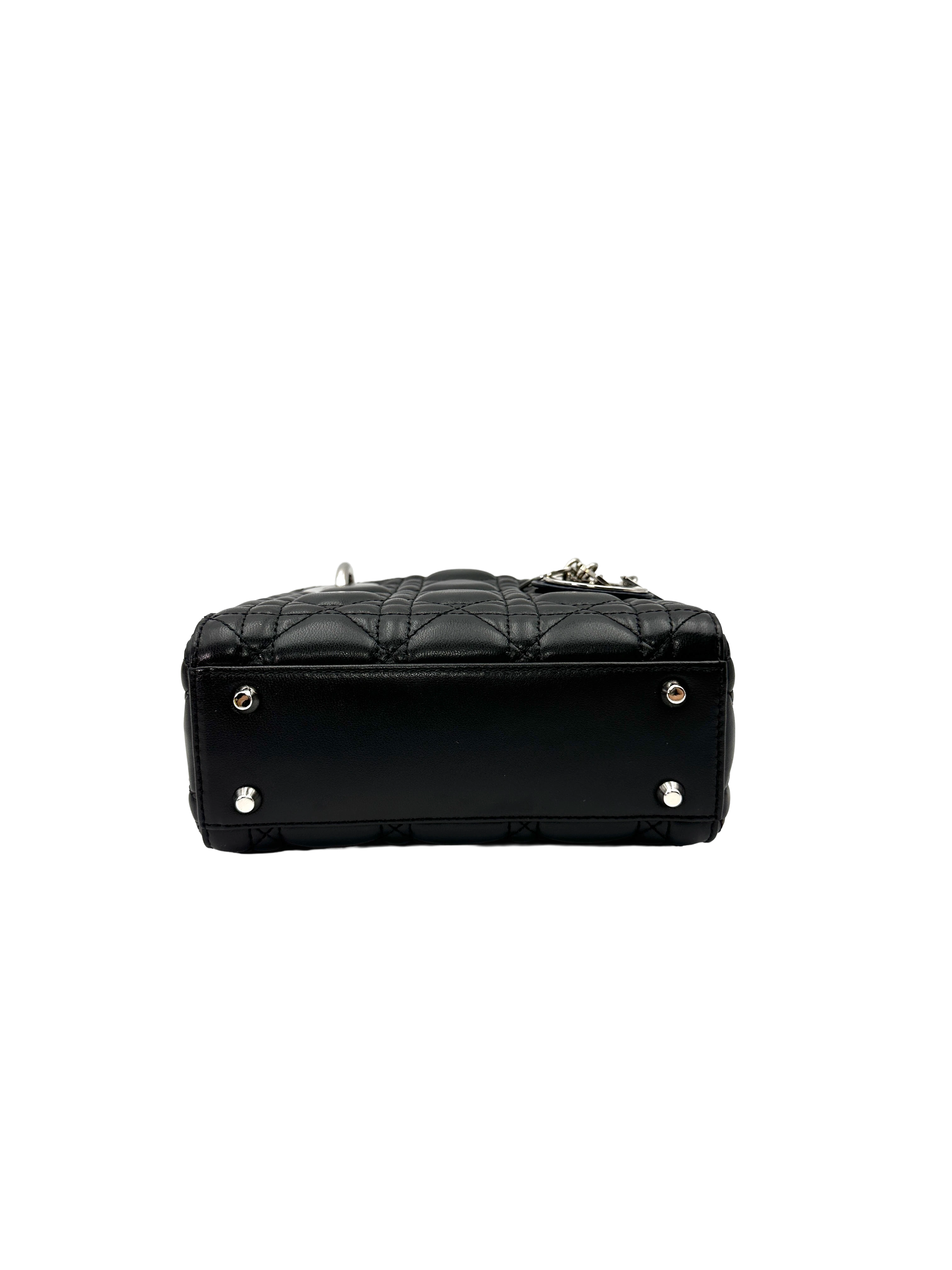 Christian Dior Lady Dior Black Cannage Lambskin Handle Bag DR866