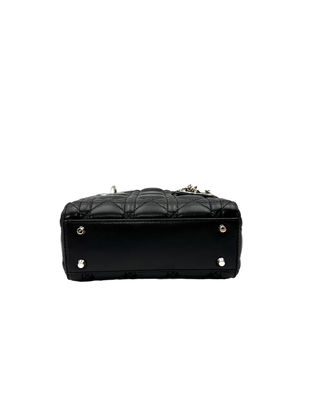 Christian Dior Lady Dior Black Cannage Lambskin Handle Bag DR866