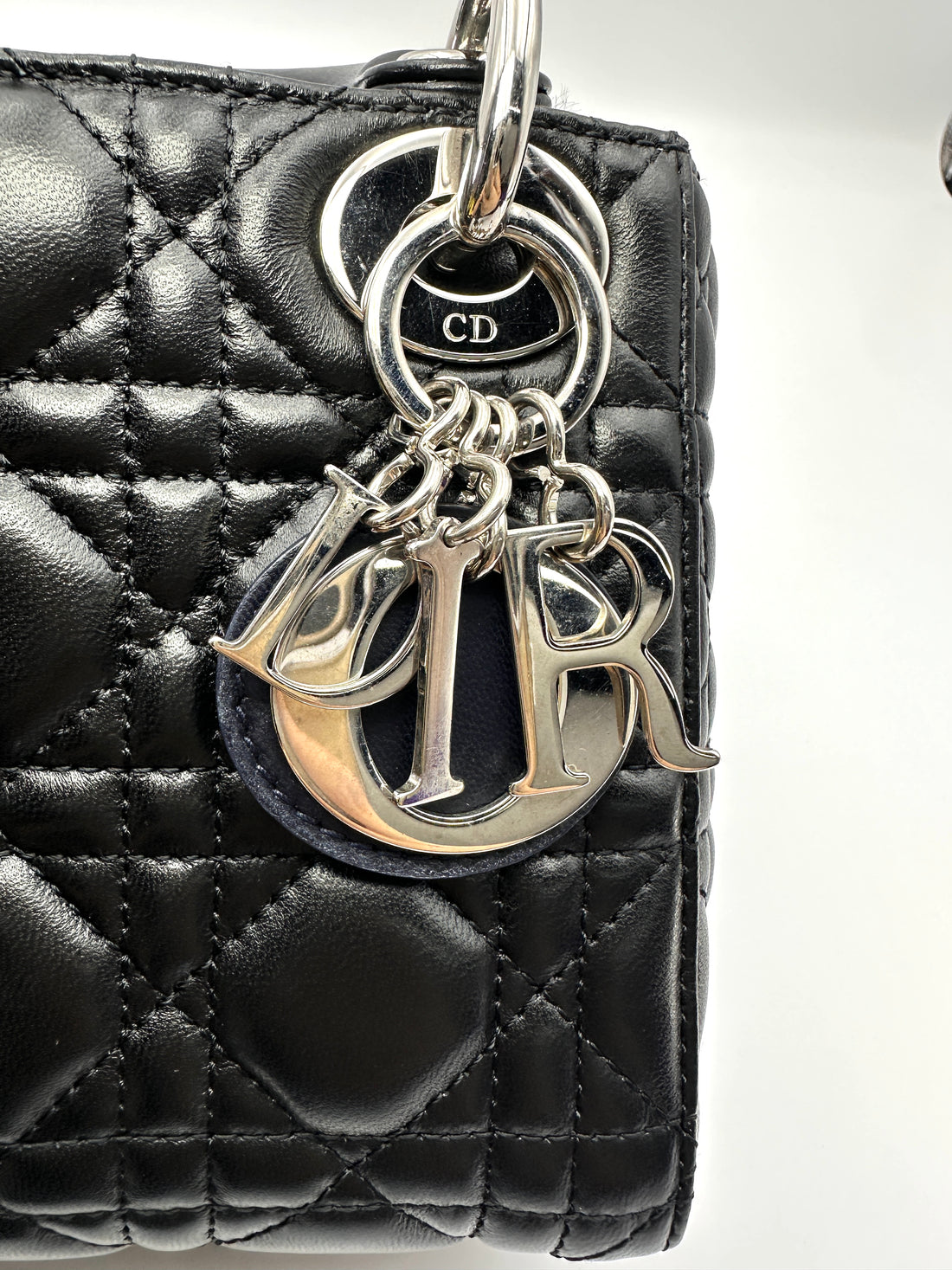 Christian Dior Lady Dior Black Cannage Lambskin Handle Bag DR866