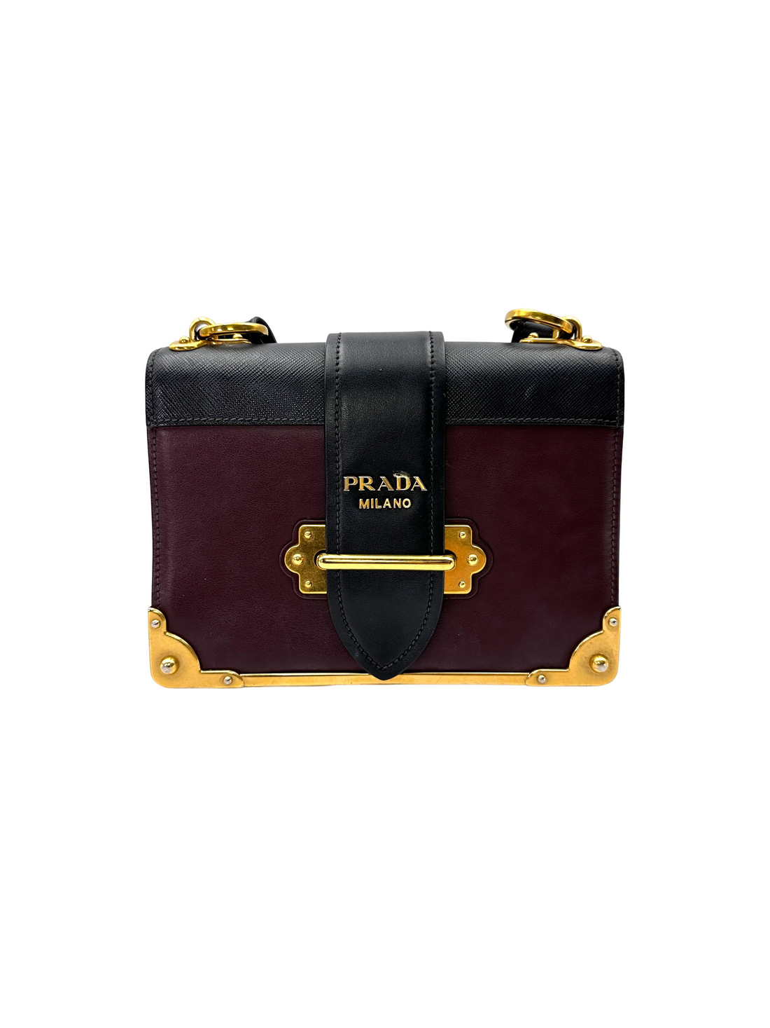 Prada Cahier Black/Red Leather Shoulder Bag PR532