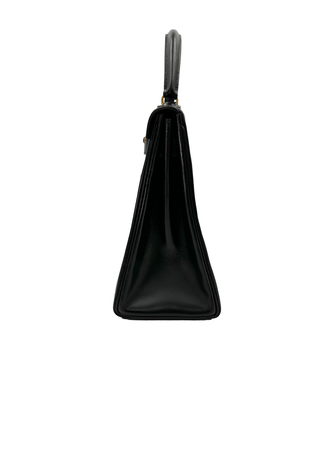 Hermes Kelly32 Black Leather Top Handle Bag With Gold Hardware HR140