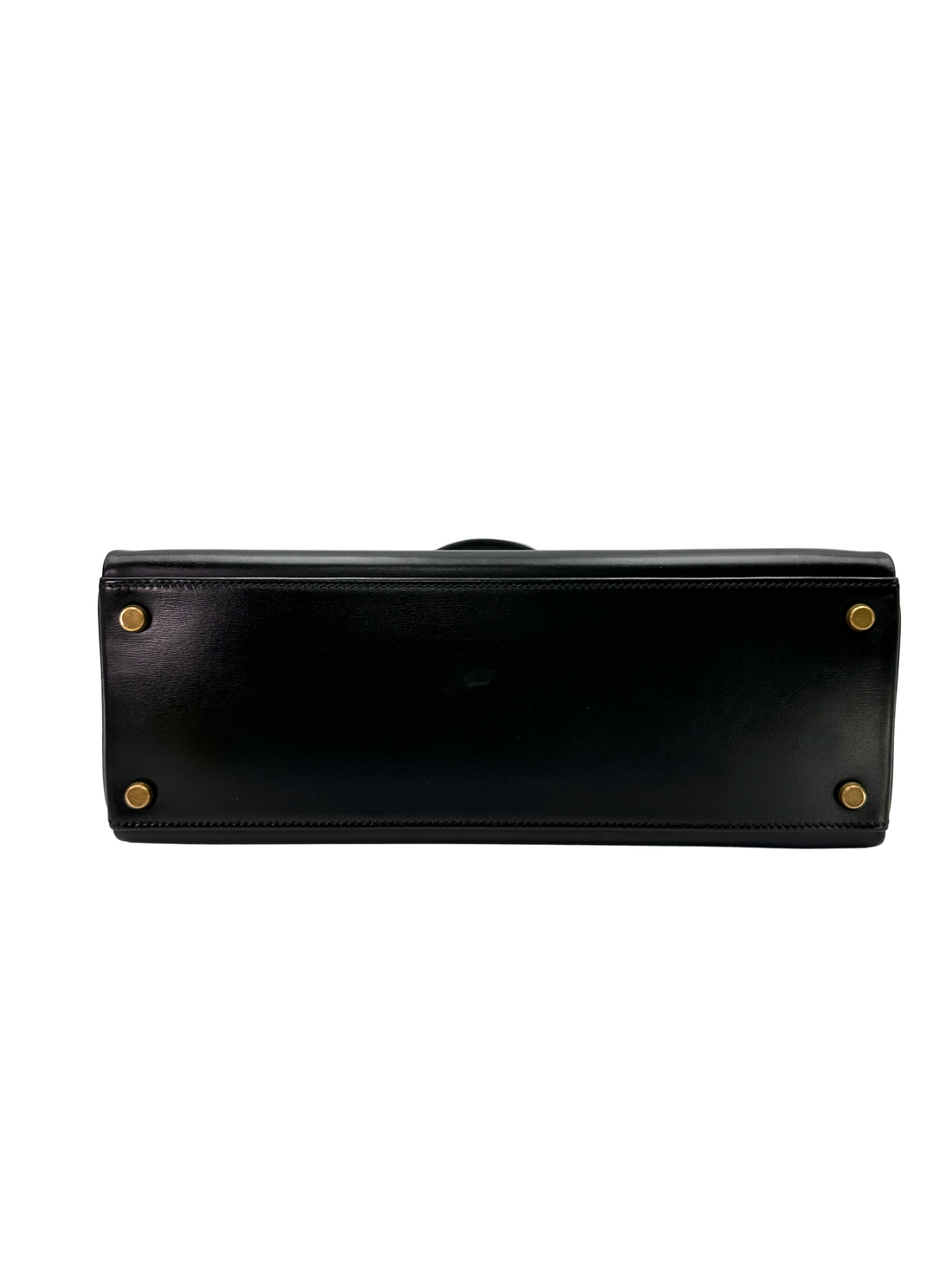Hermes Kelly32 Black Leather Top Handle Bag With Gold Hardware HR140