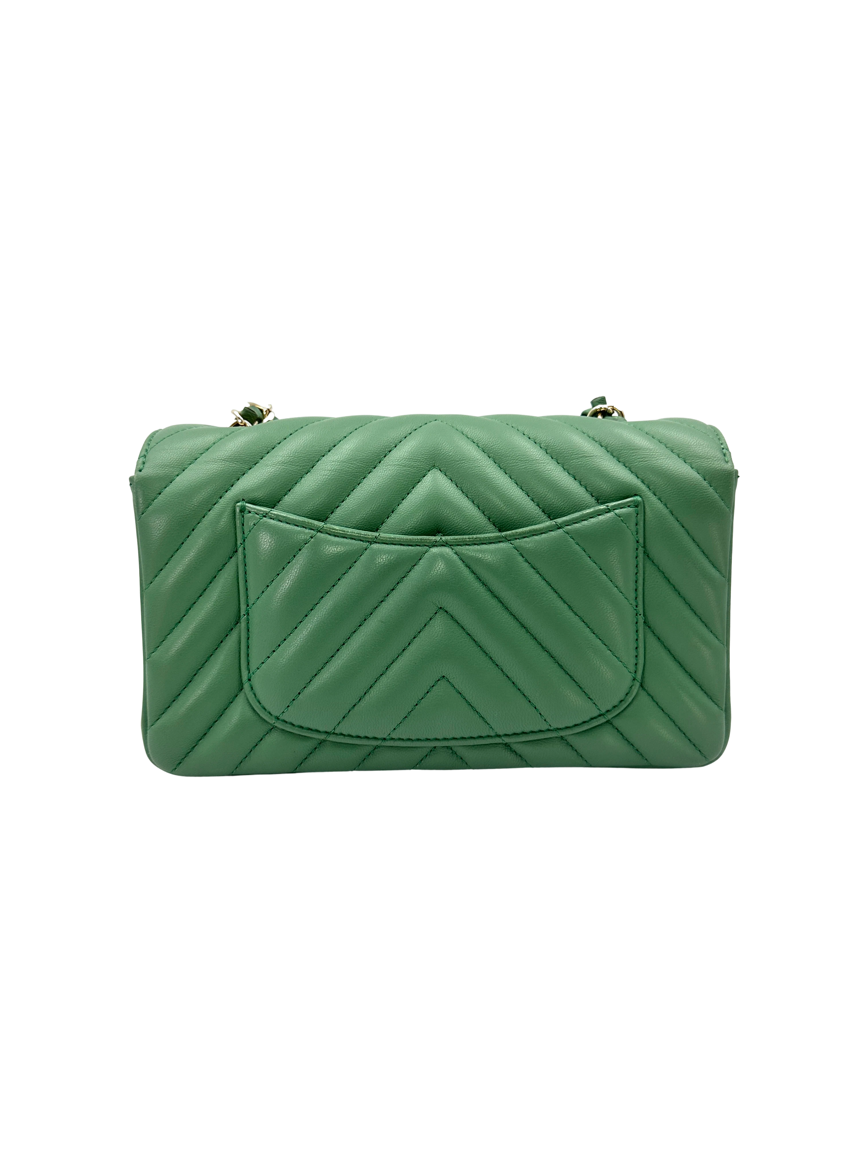 Chanel Classic Flap Green Chevron Quilted Lambskin Mini Shoulder Bag(23***32) CC2426