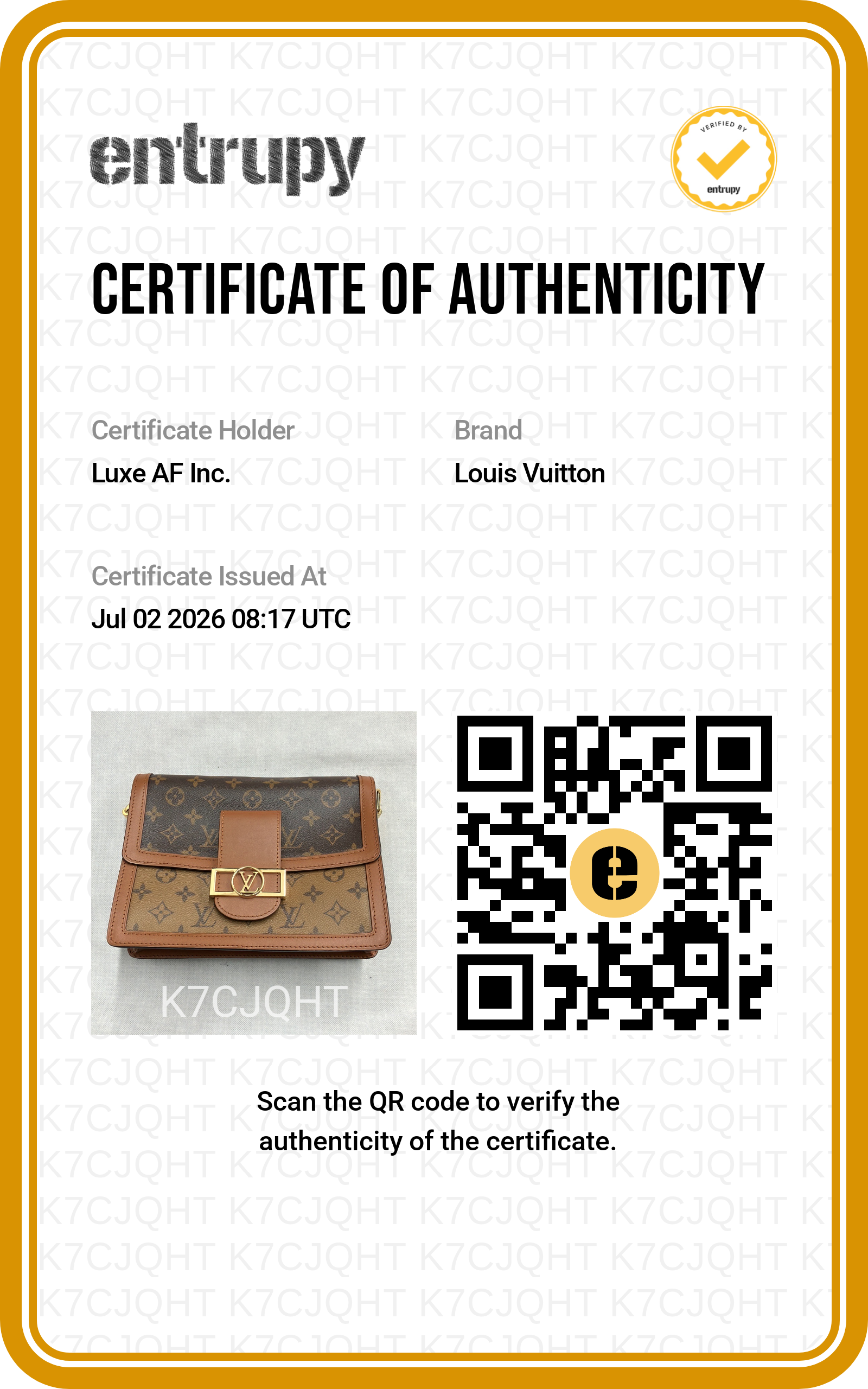 Louis Vuitton Dauphine Monogram Canvas Shoulder Bag LV3195