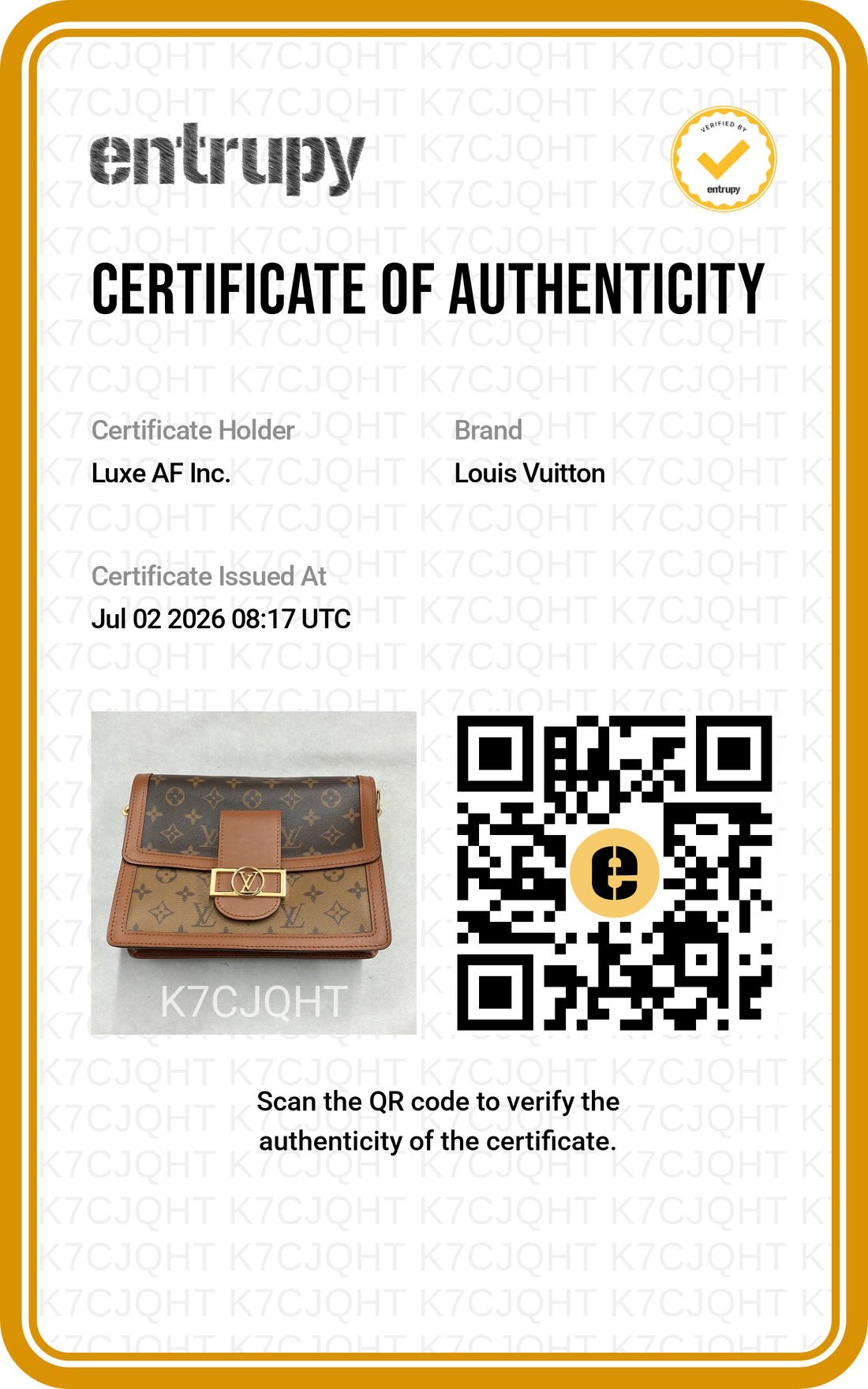 Louis Vuitton Dauphine Monogram Canvas Shoulder Bag LV3195