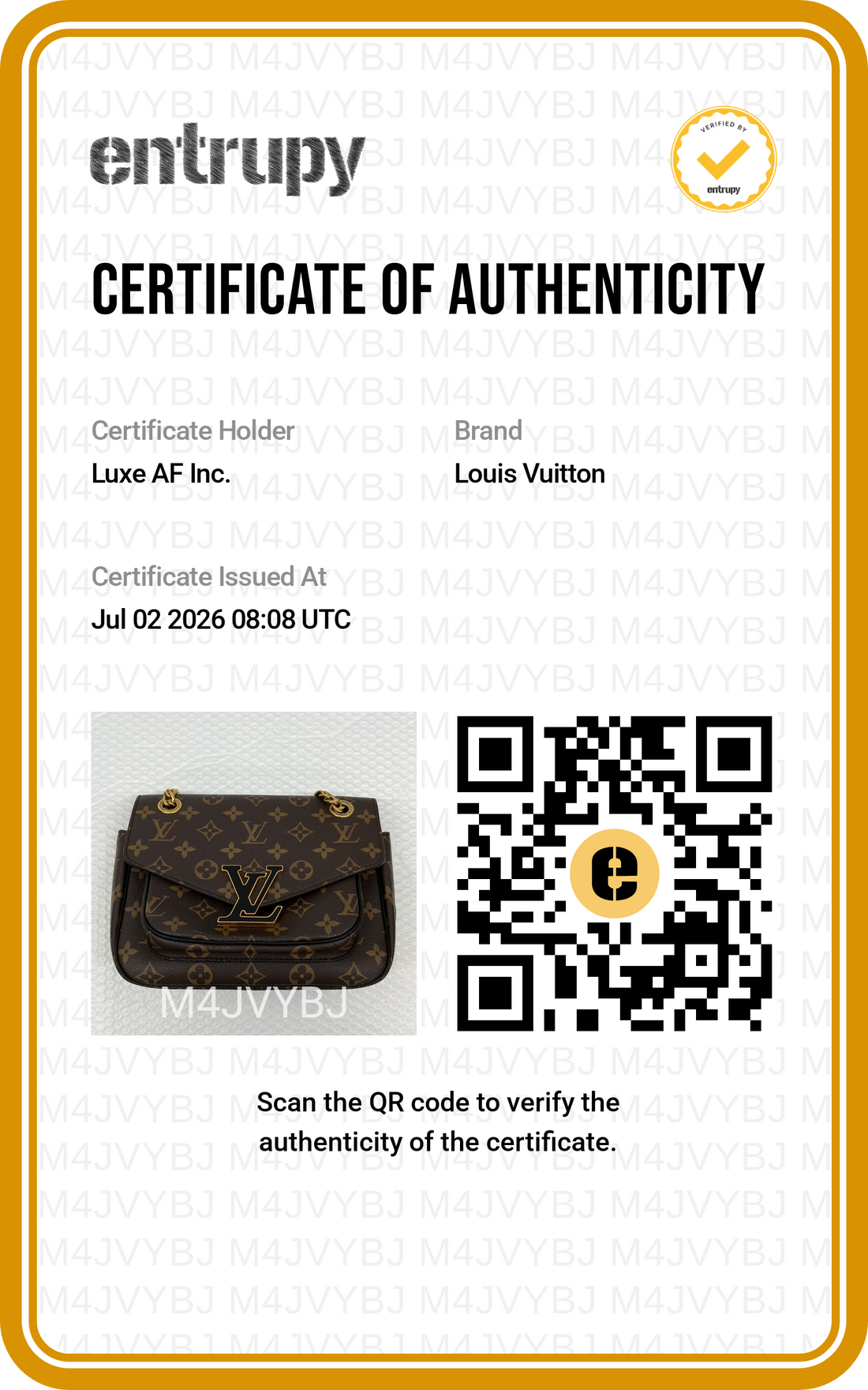 Louis Vuitton Passy Monogram Canvas Chain Shoulder Bag LV3196
