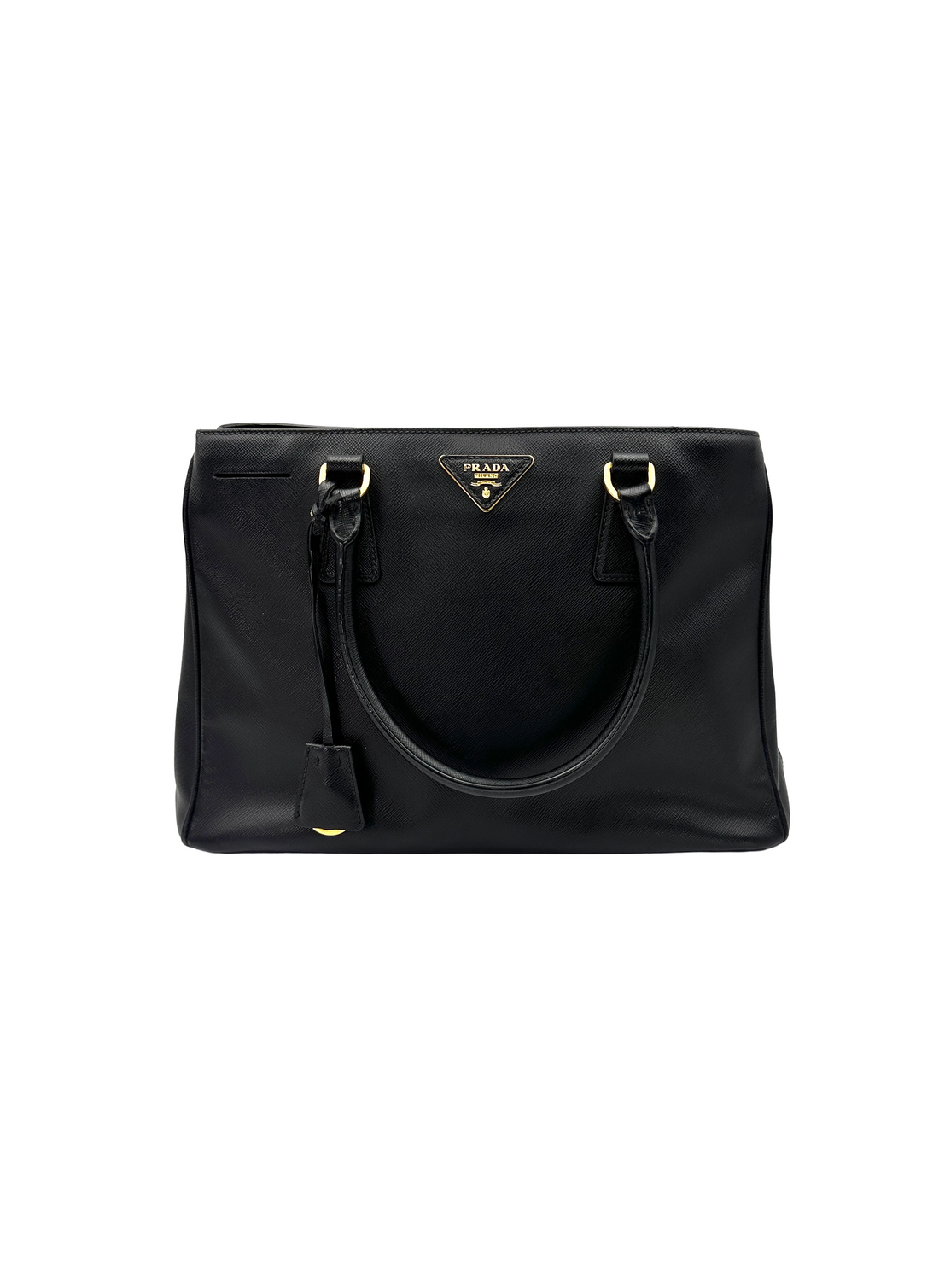Prada Galleria Black Saffiano Leather Medium Size Handle Bag PR533