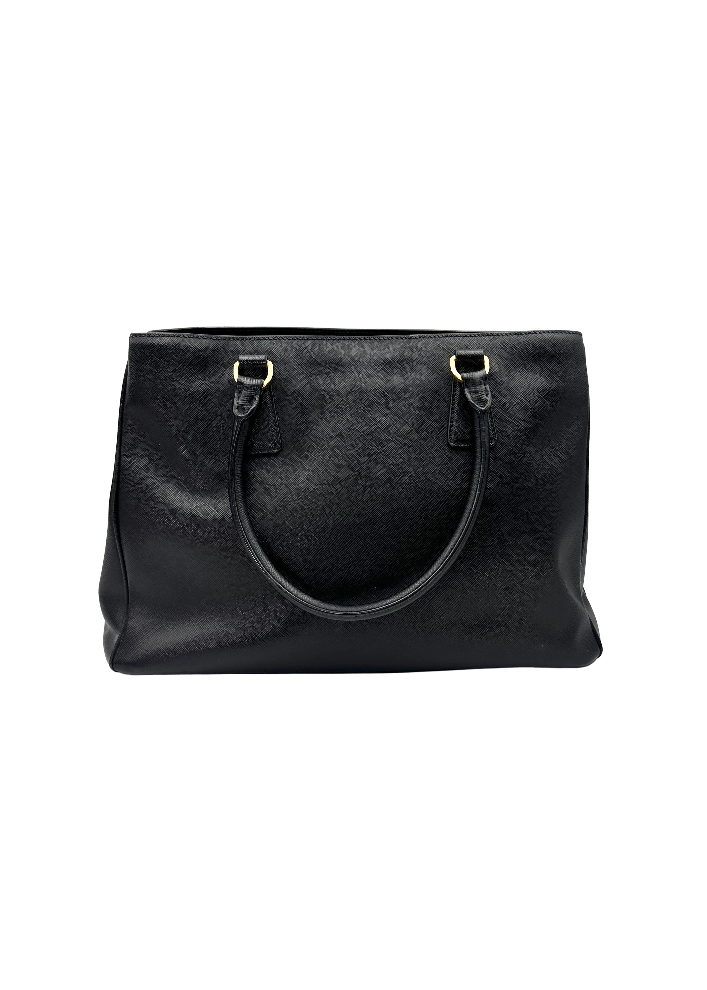Prada Galleria Black Saffiano Leather Medium Size Handle Bag PR533