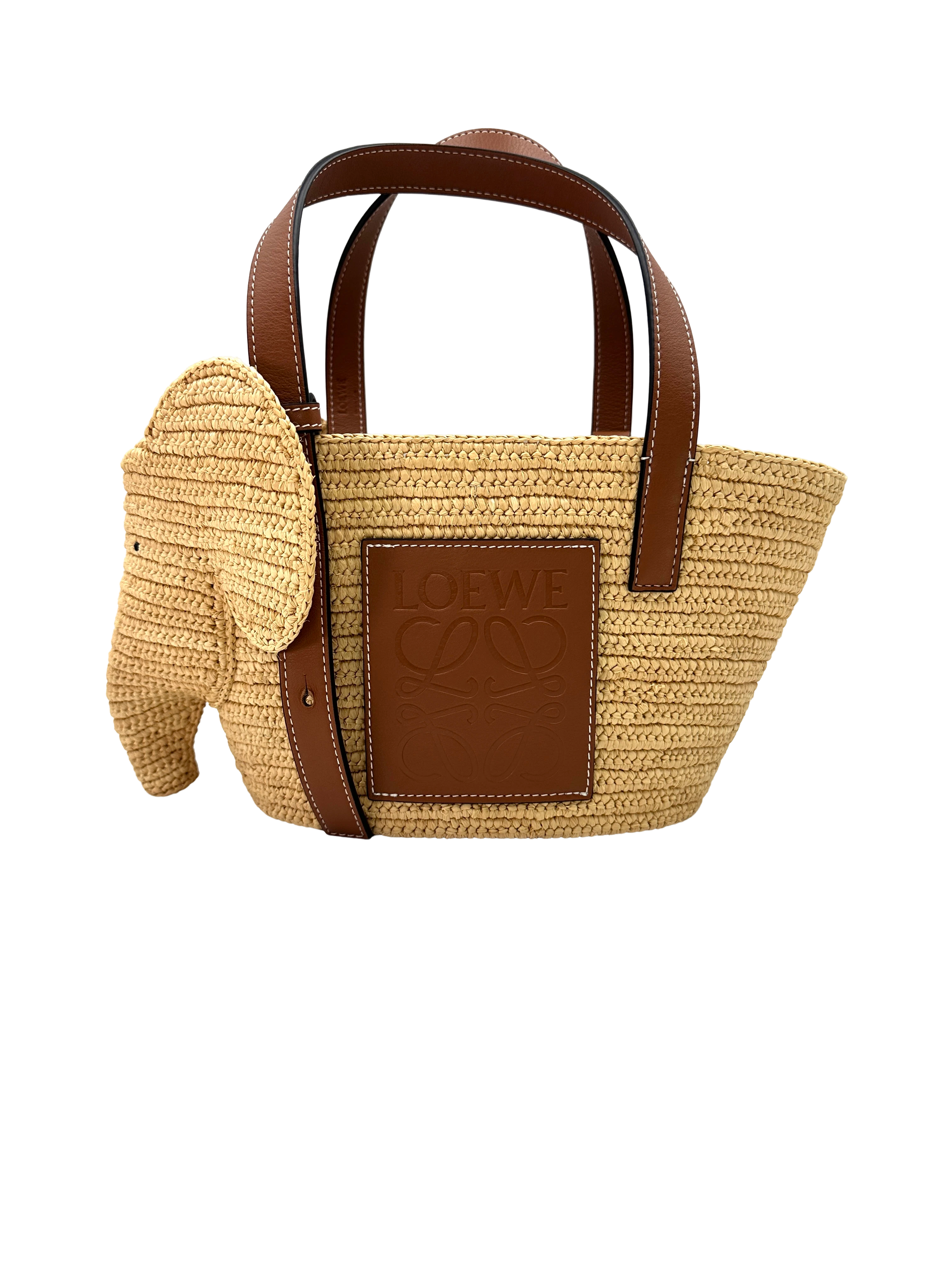 Loewe Elephant Raffia Woven Basket Bag LW92