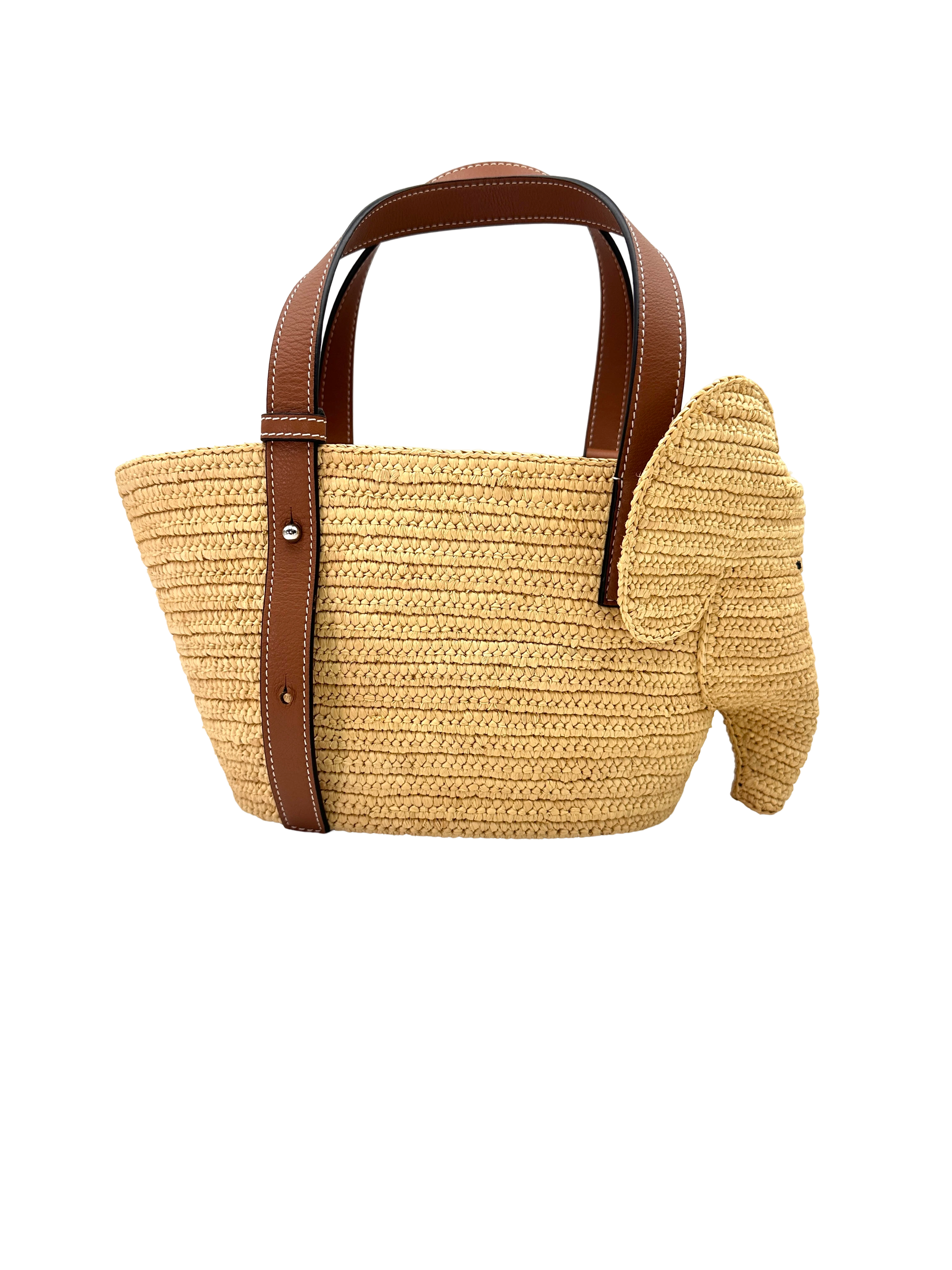 Loewe Elephant Raffia Woven Basket Bag LW92
