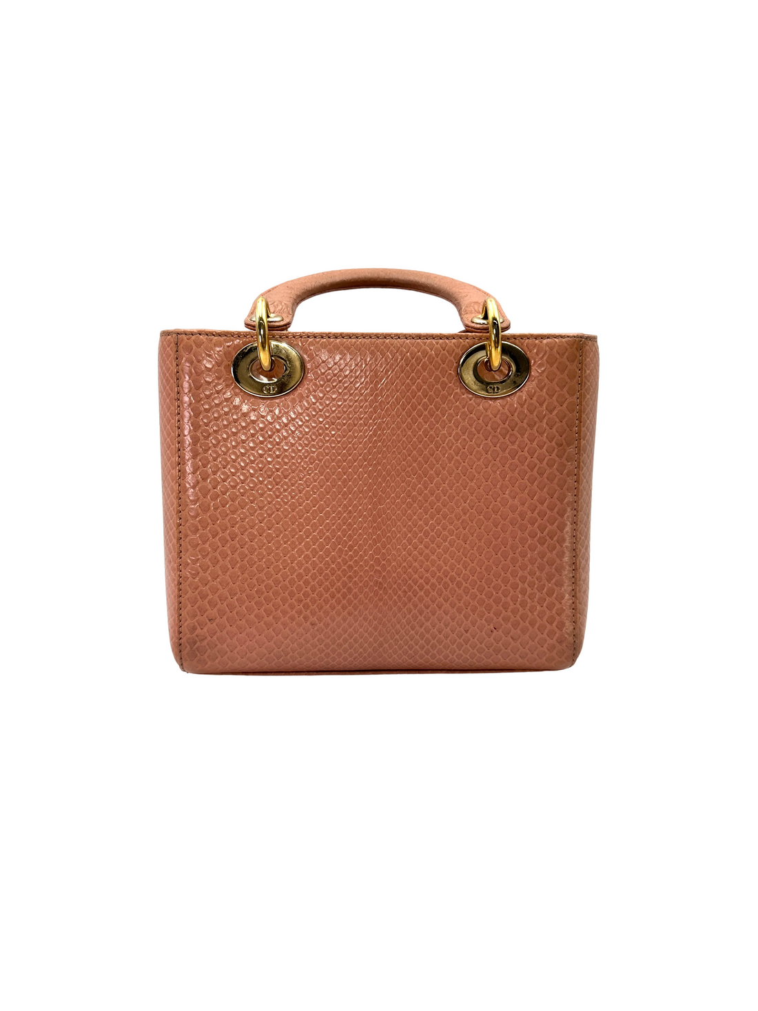 Christian Dior Lady Dior Pink Python Leather Handle Bag DR868