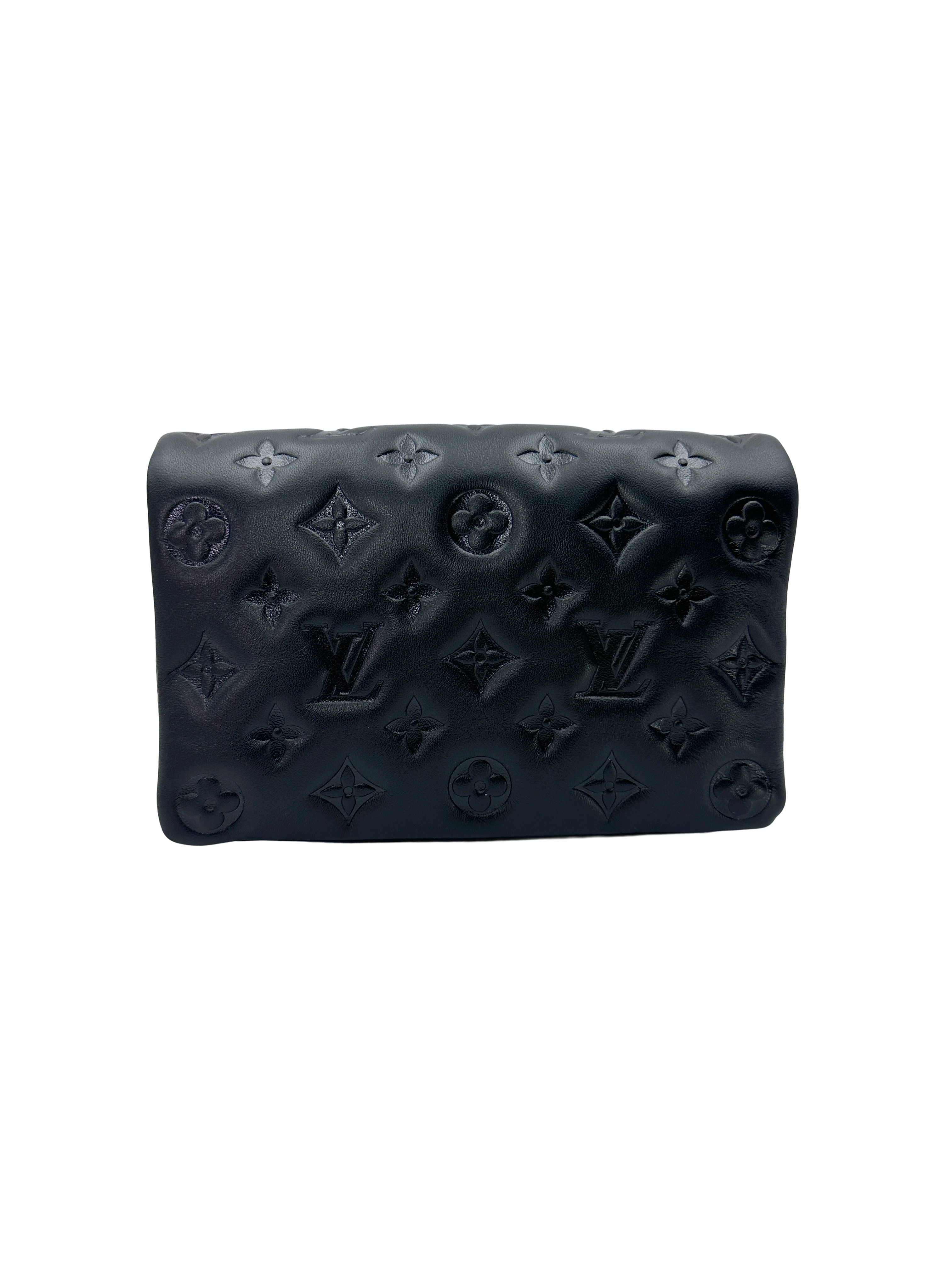 Louis Vuitton Coussin Black Monogram Embossed Puffy Leather Shoulder Bag LV3205
