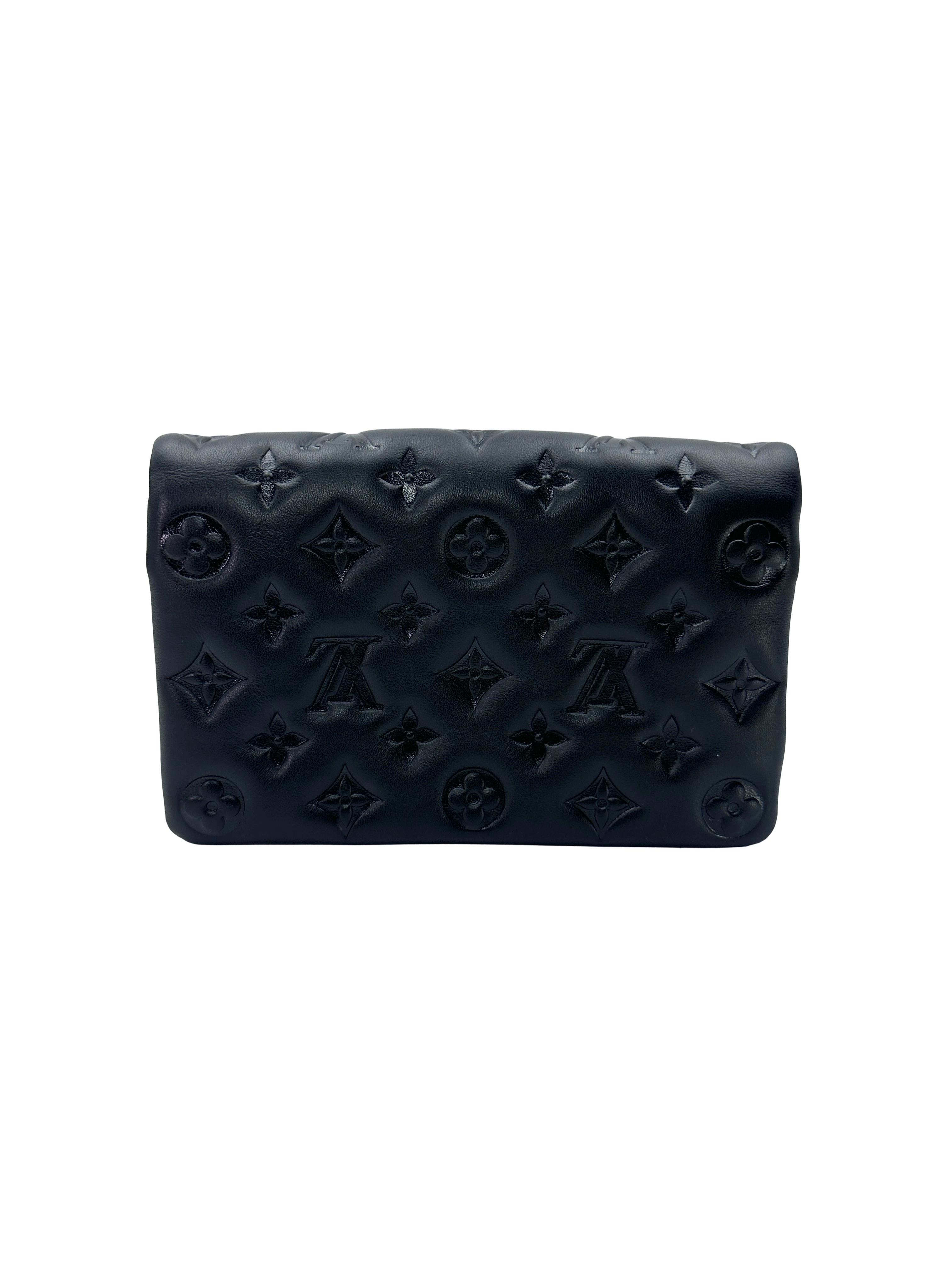 Louis Vuitton Coussin Black Monogram Embossed Puffy Leather Shoulder Bag LV3205