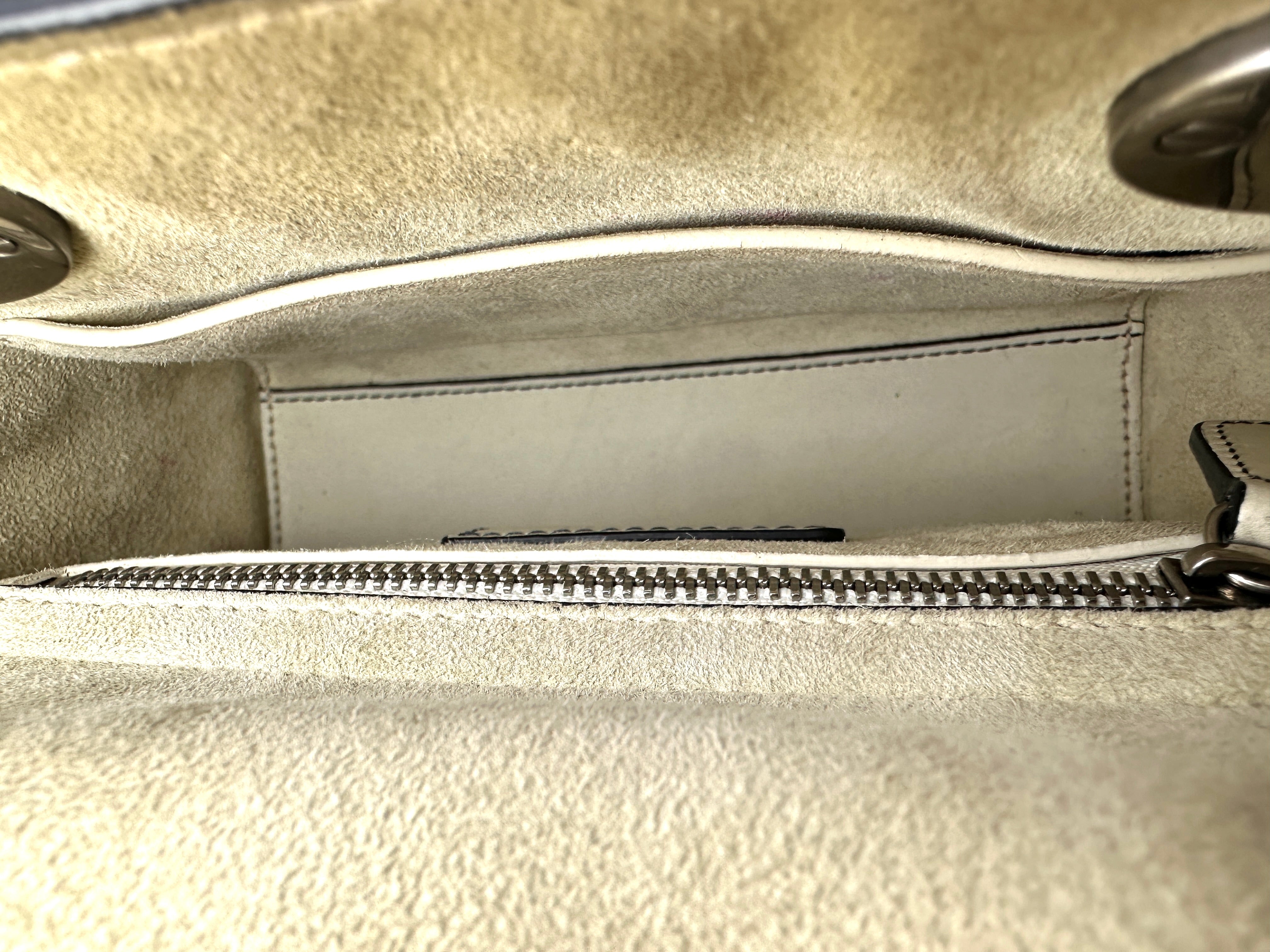 Christian Dior Lady Dior White/Black Embroidered Floral Leather Handle Bag DR870