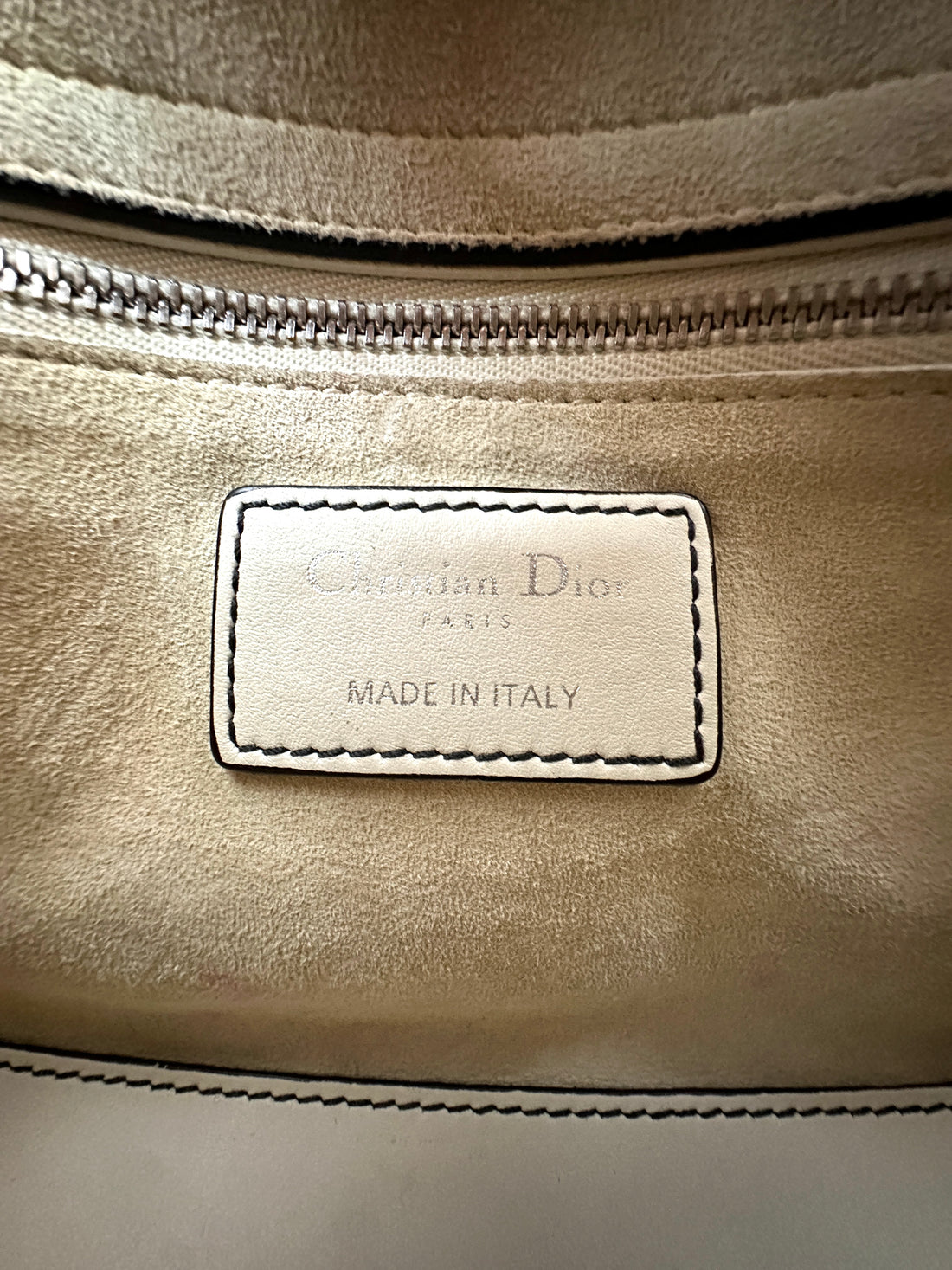 Christian Dior Lady Dior White/Black Embroidered Floral Leather Handle Bag DR870