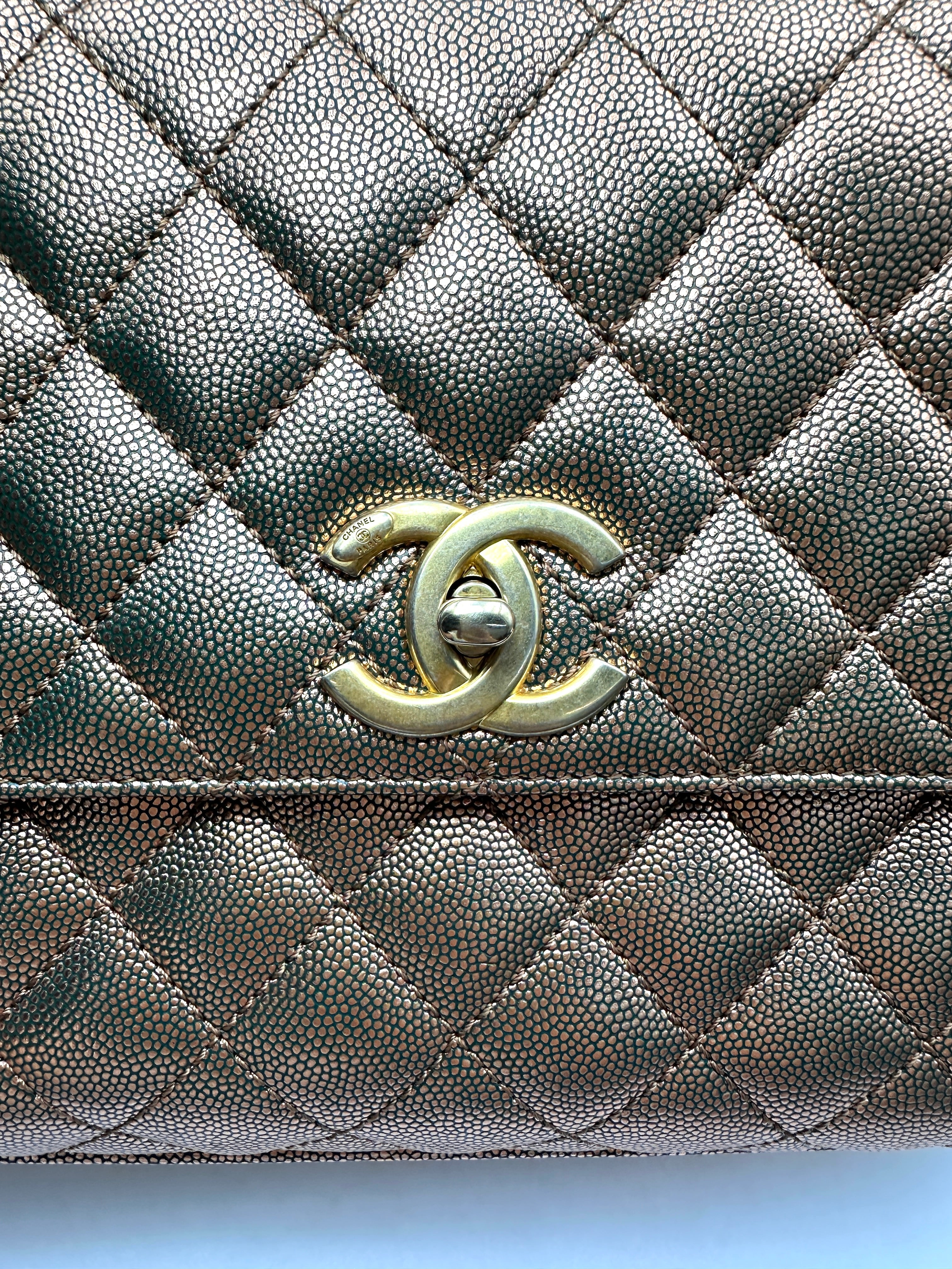 Chanel CoCo Handle Metallic Copper Caviar Leather Shoulder Bag(28***87) IRIS263