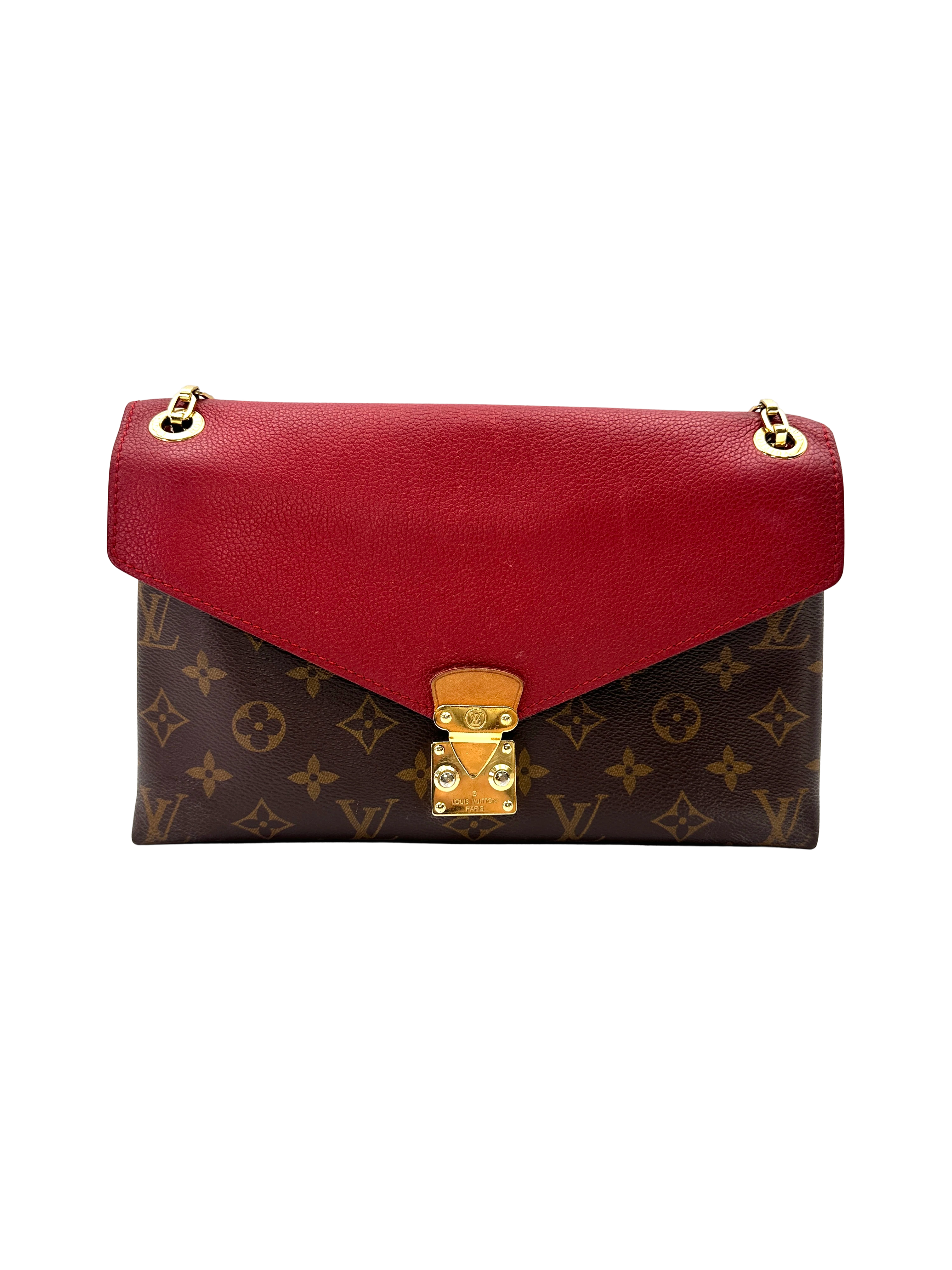 Louis Vuitton Pallas Monogram Canvas & Red Leather Shoulder Bag LV3210