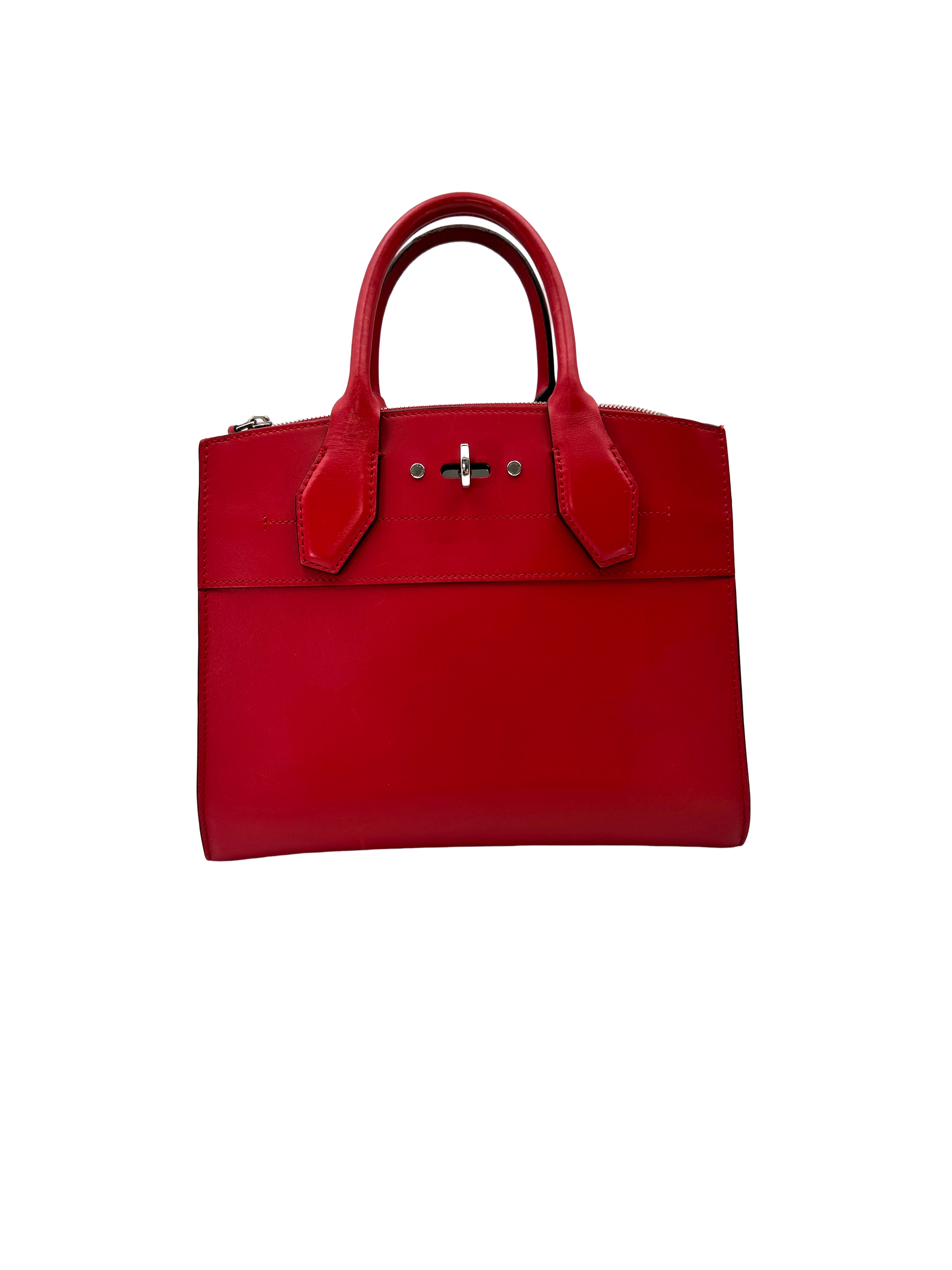 Louis Vuitton City Steamer Red Taurillon Leather Handle Bag LV3214