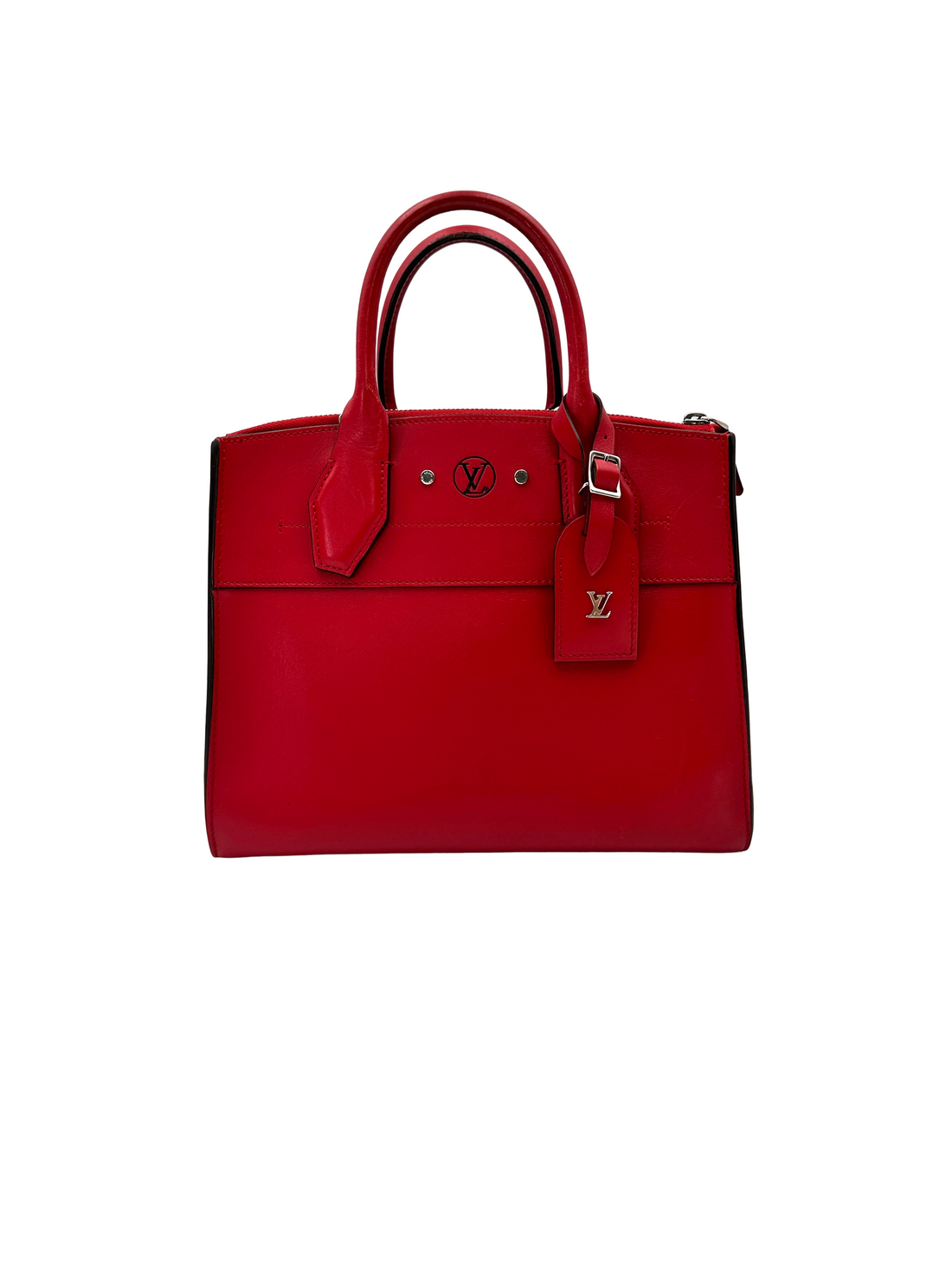 Louis Vuitton City Steamer Red Taurillon Leather Handle Bag LV3214