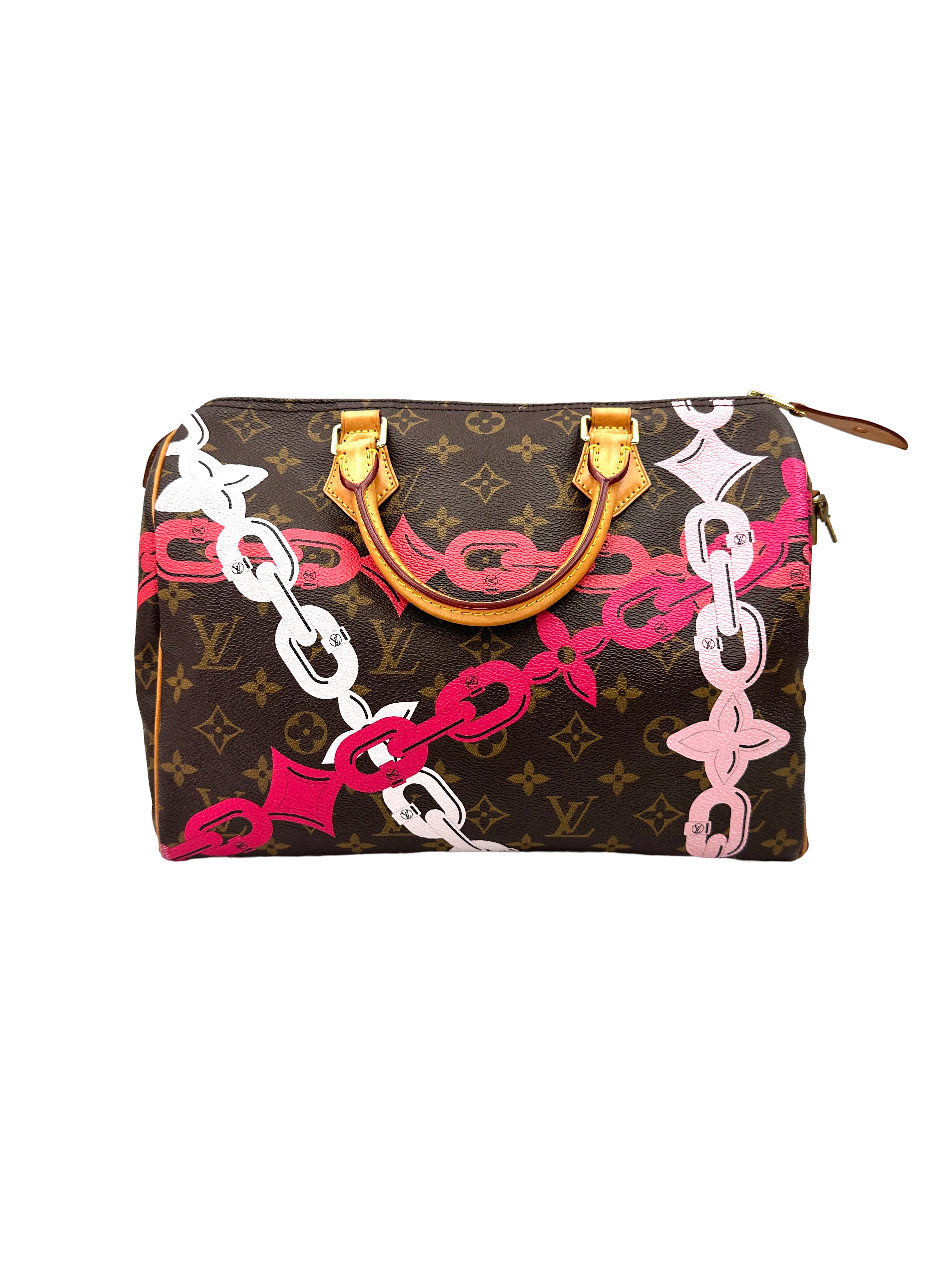 Louis Vuitton Speedy30 Chain Flower Monogram Canvas Handle Bag LV3201