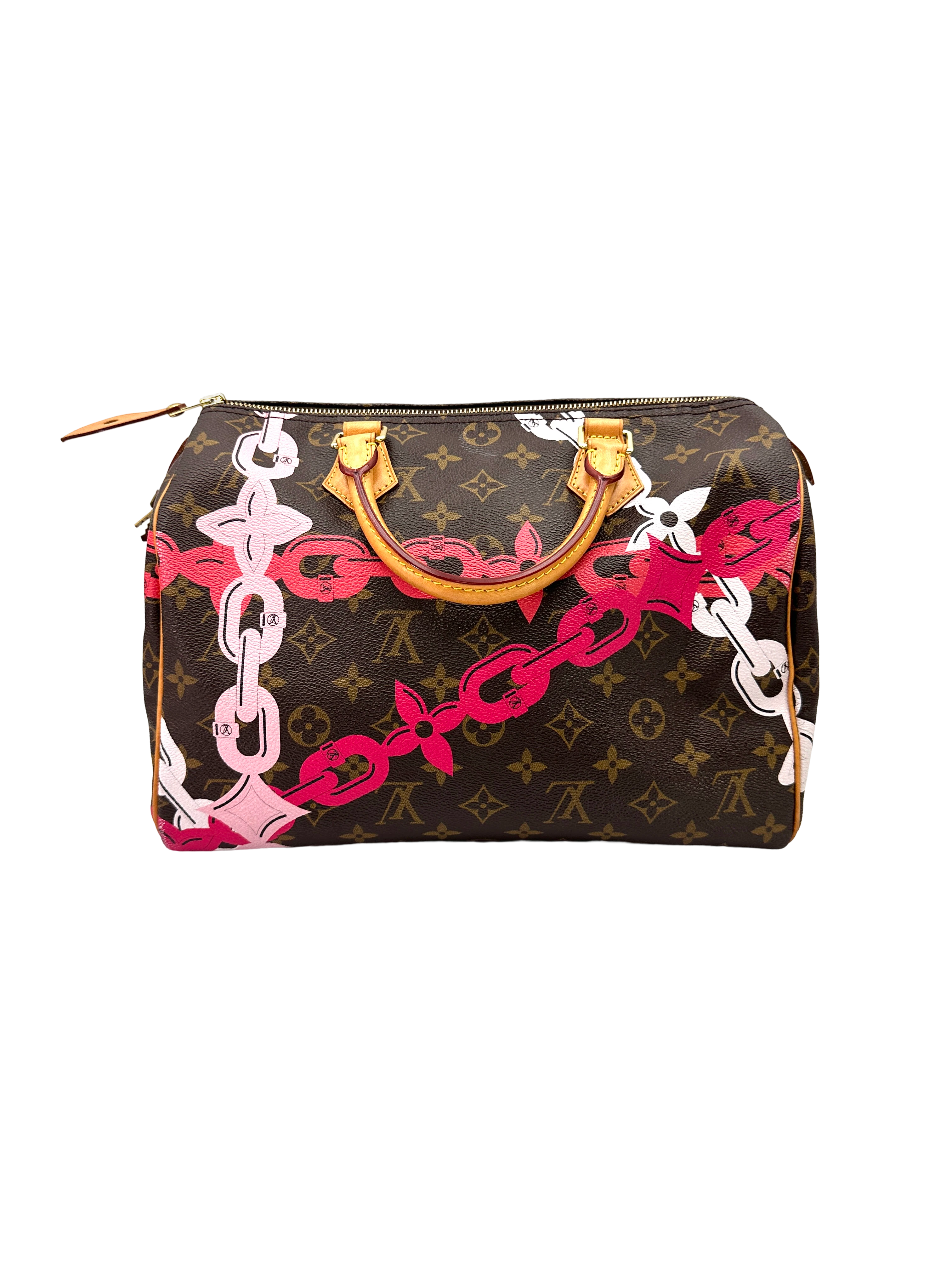 Louis Vuitton Speedy30 Chain Flower Monogram Canvas Handle Bag LV3201