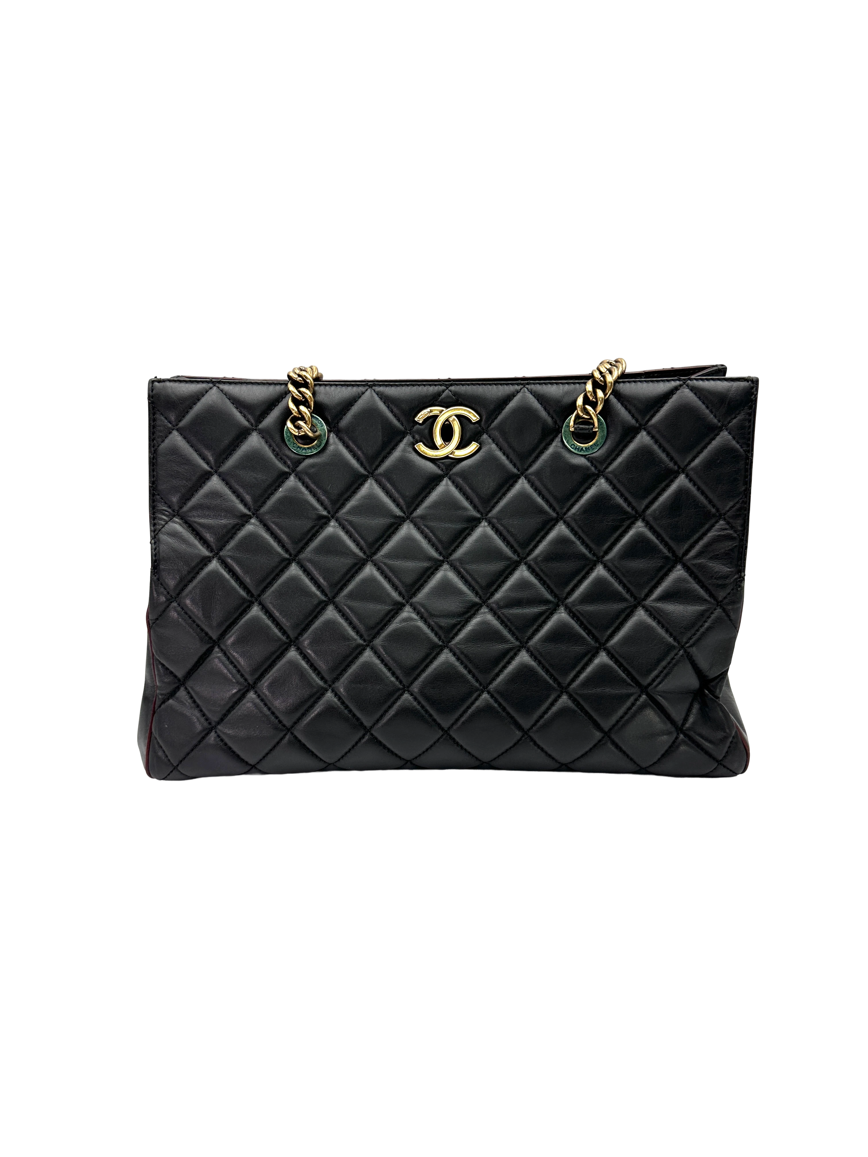 Chanel GST Black Quilted Leather Tote Handle Bag(17***14) CC2421