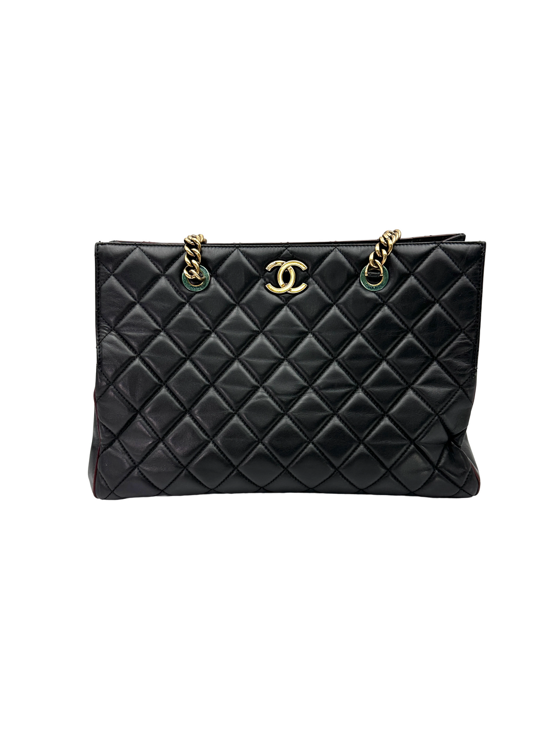 Chanel GST Black Quilted Leather Tote Handle Bag(17***14) CC2421