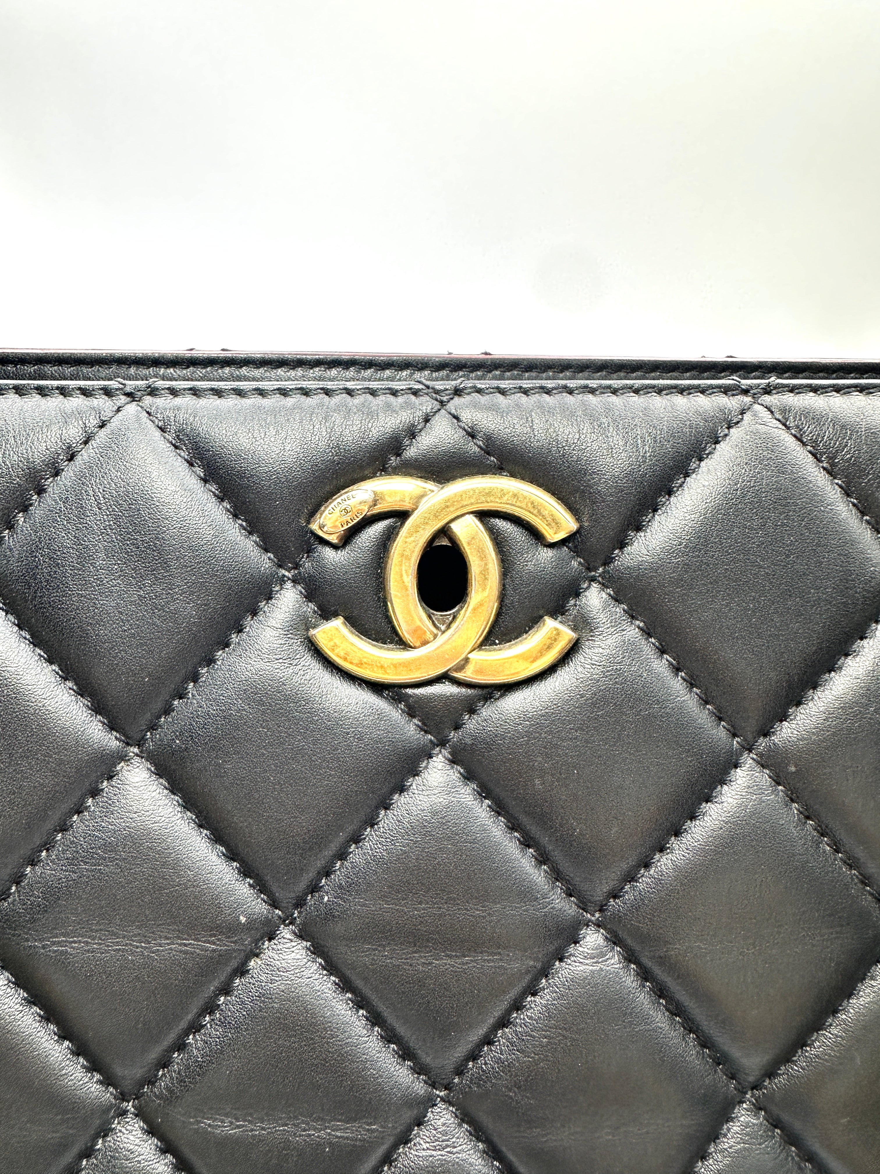 Chanel GST Black Quilted Leather Tote Handle Bag(17***14) CC2421
