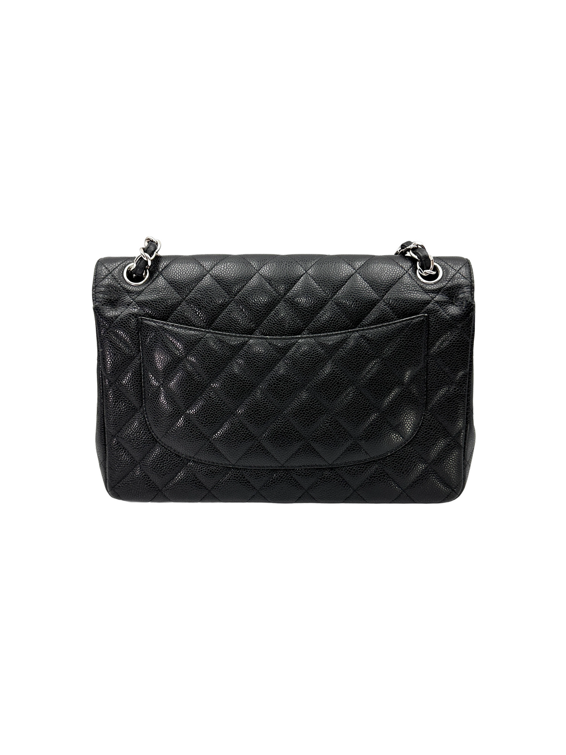 Chanel Classic Flap Black Quilted Leather Jumbo Shoulder Bag With Silver Hardware(17***19) CC2422