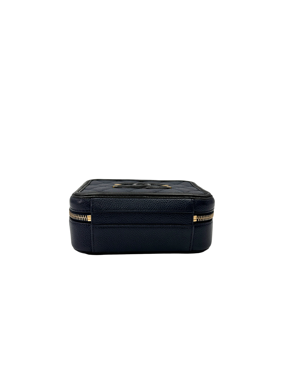 Chanel CC Filigree Navy Quilted Leather Top Handle Vanity Case(23***13) CC2423