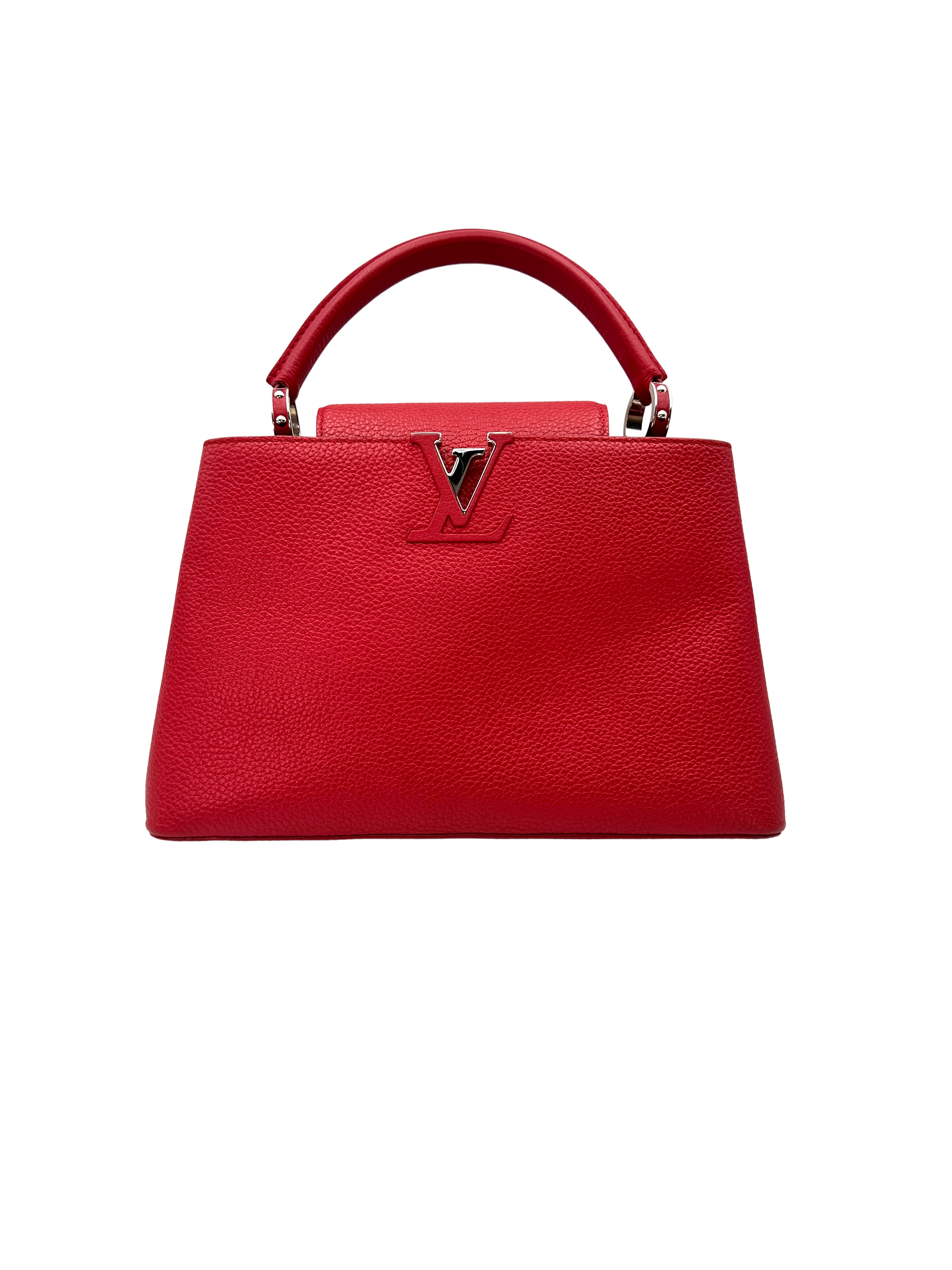 Louis Vuitton Capucines MM Red Taurillon Leather Handle Bag LV3202