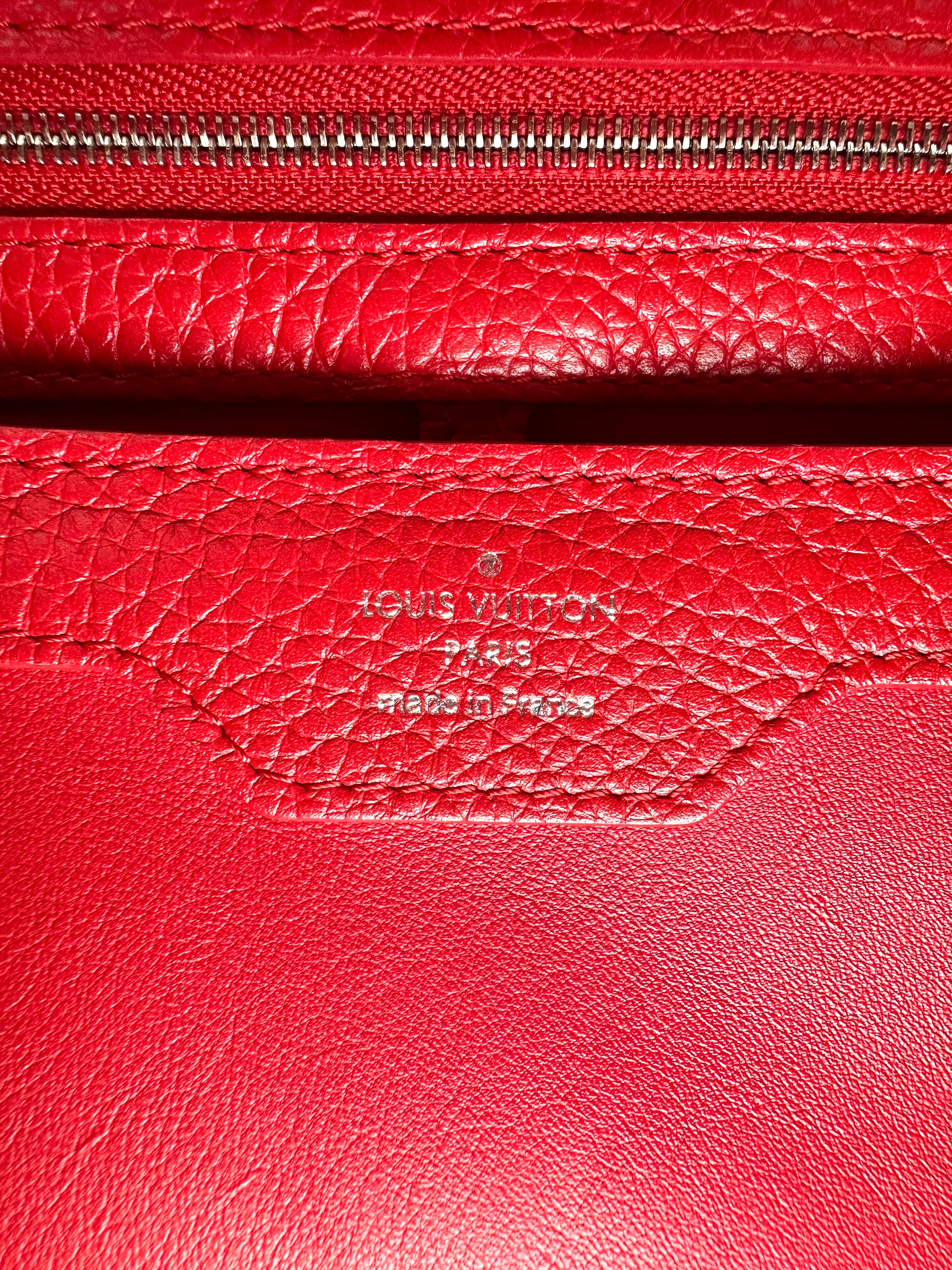 Louis Vuitton Capucines MM Red Taurillon Leather Handle Bag LV3202