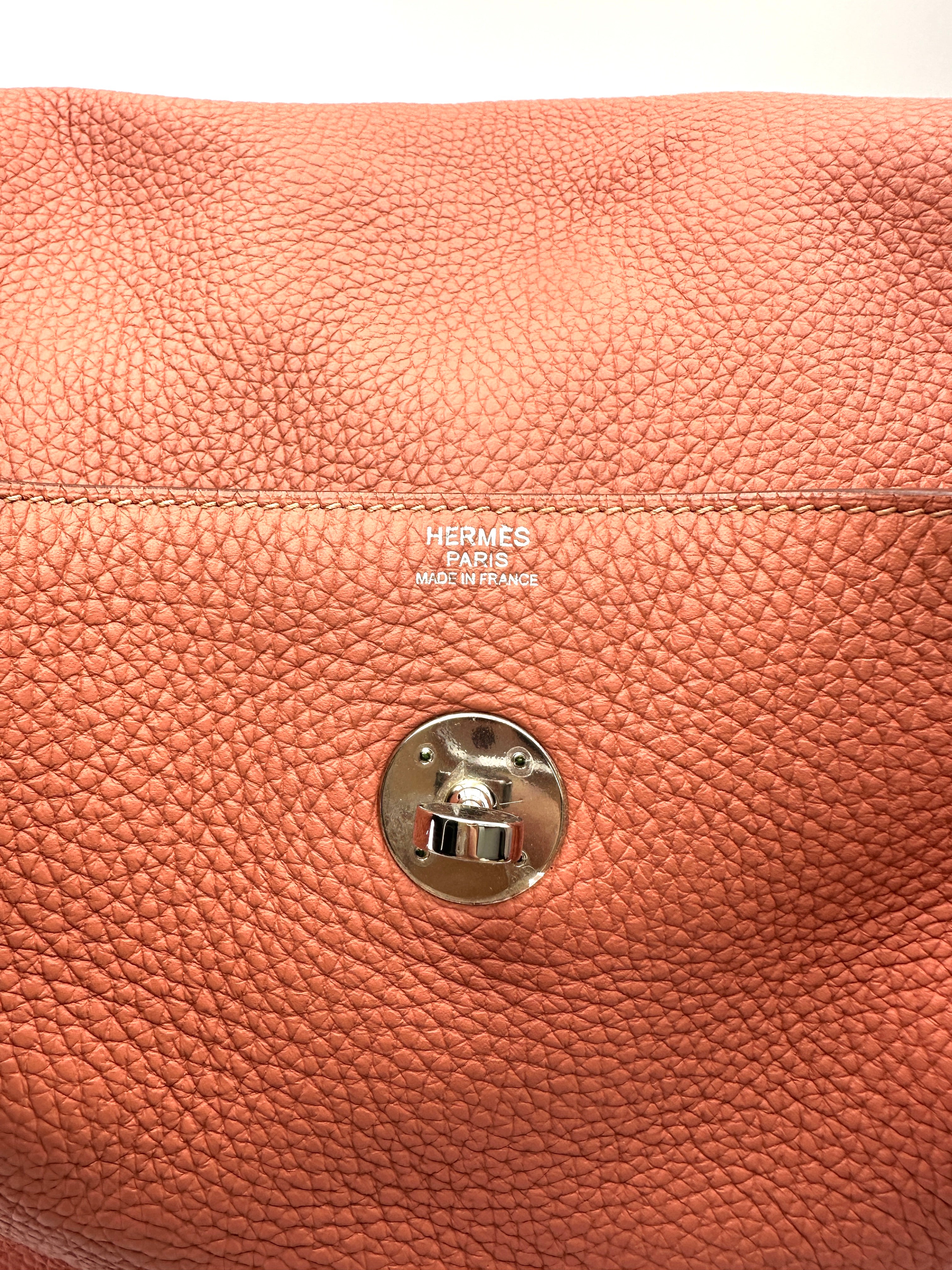 Hermes Lindy34 Orange Leather Handle Bag HR141