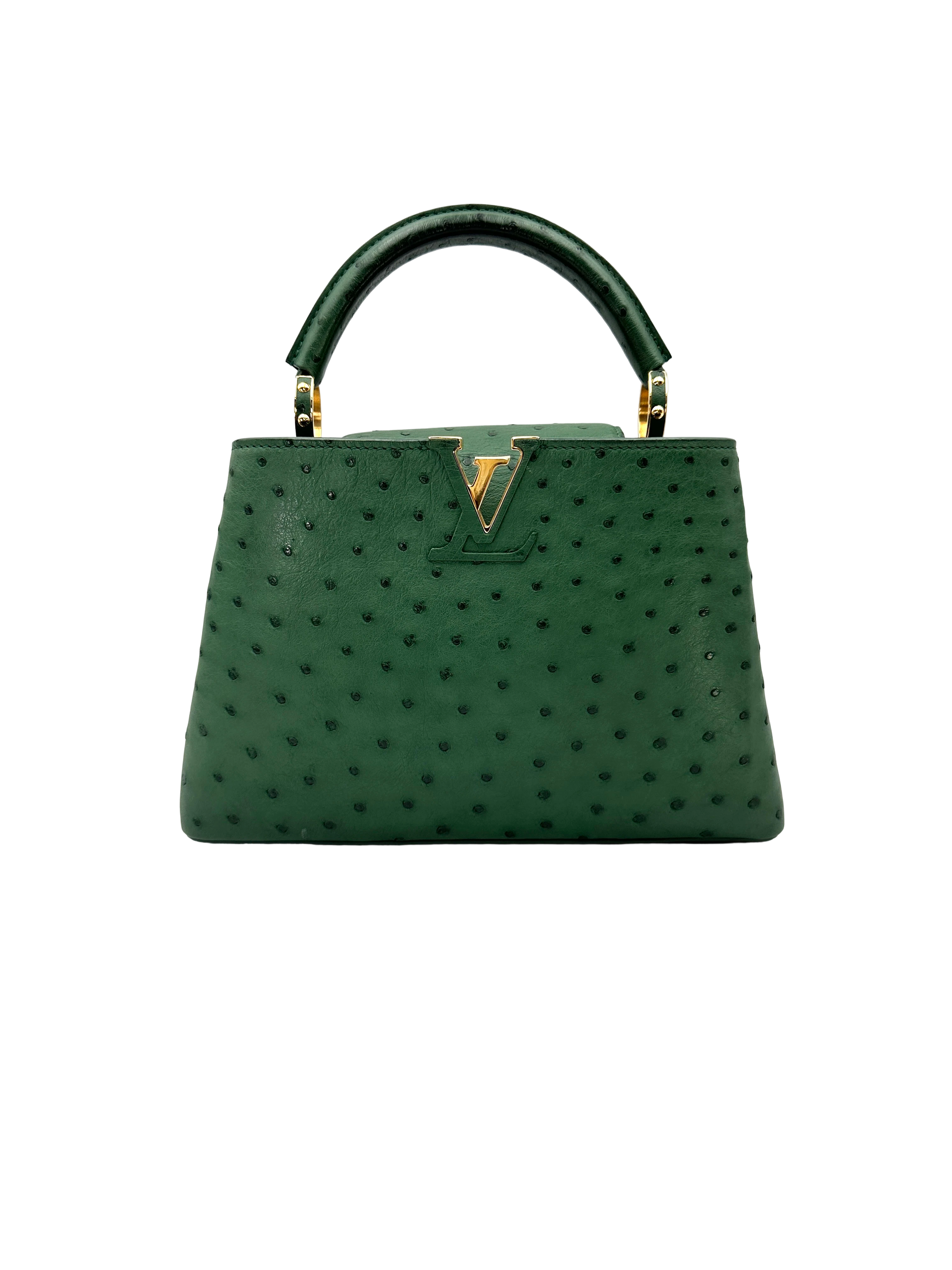 Louis Vuitton Capucines BB Green Ostrich Leather Handle Bag LV3250